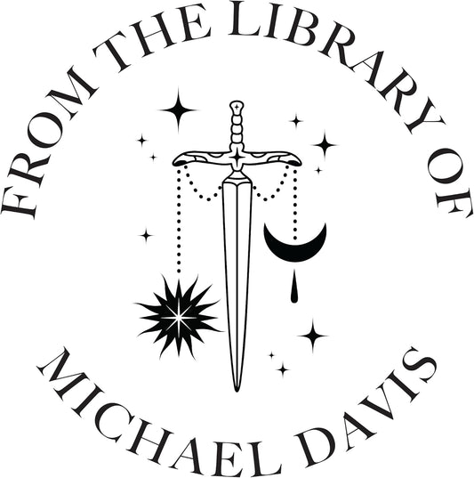Personalized Book Embosser or Book Stamp, Custom Round Library Book Embossing Tool, Teacher School Book Stamp, Ex Libris Stamp, Gift for Book Lover, Wooden Stamp or Self Inking Stamp (Celestial Sword)