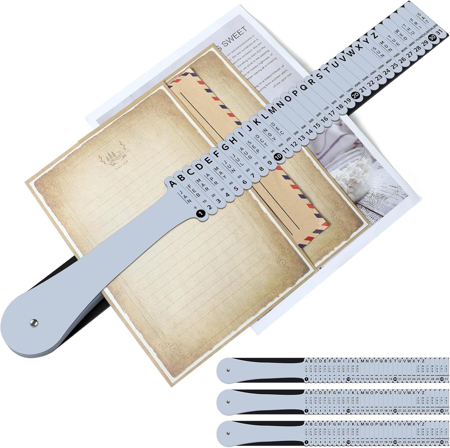 PerKoop Plastic Document Sorter Alphabetical File Organizer Compact Upright Space Saving Paper Organizer for File Office, Grey, 2.52 x 23.5 inches(1 Set)