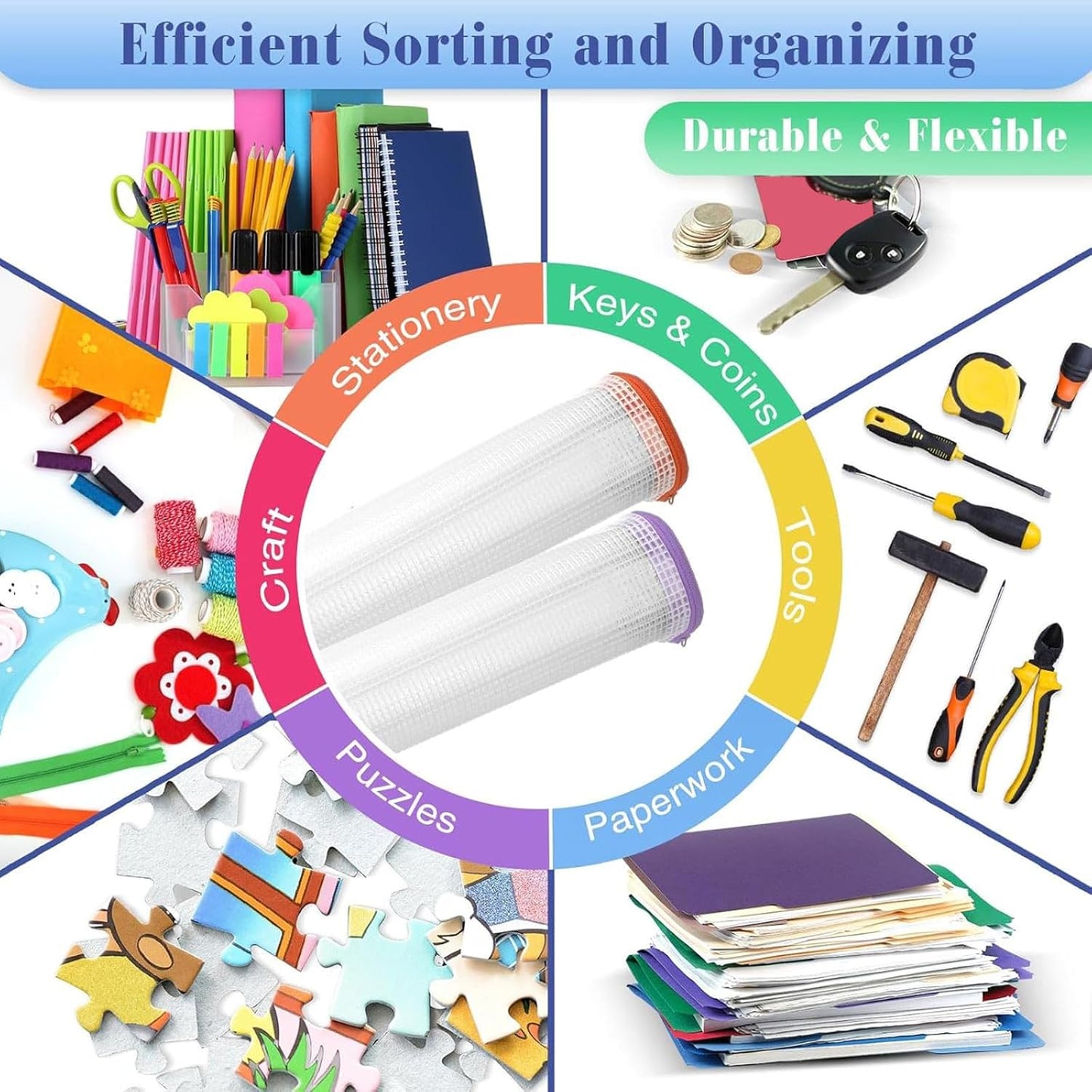 Jetec 32 Pcs Mesh Zipper Bags Toy Storage Bikini Organizer Bag Bolsas Para Guardar Trajes De Baño Waterproof Zipper Reusable Pouch Puzzle Multipurpose for Storage Office(Cute Color,9 x 7 Inch)