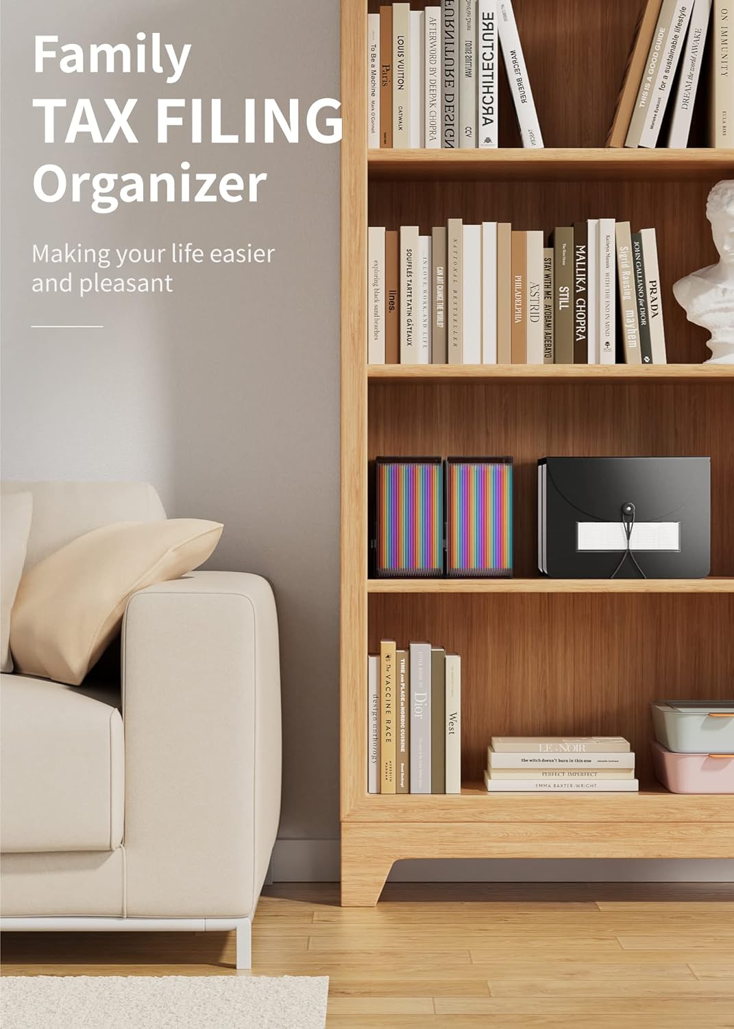 ABC life 26 Pockets Accordion File Organizer/Expanding File Folder A4 Letter Size Expandable Filling Box/Plastic Accordian Document Paper Coupon Bill Receipt Organiser, A-Z Alphabetical Colored Tabs