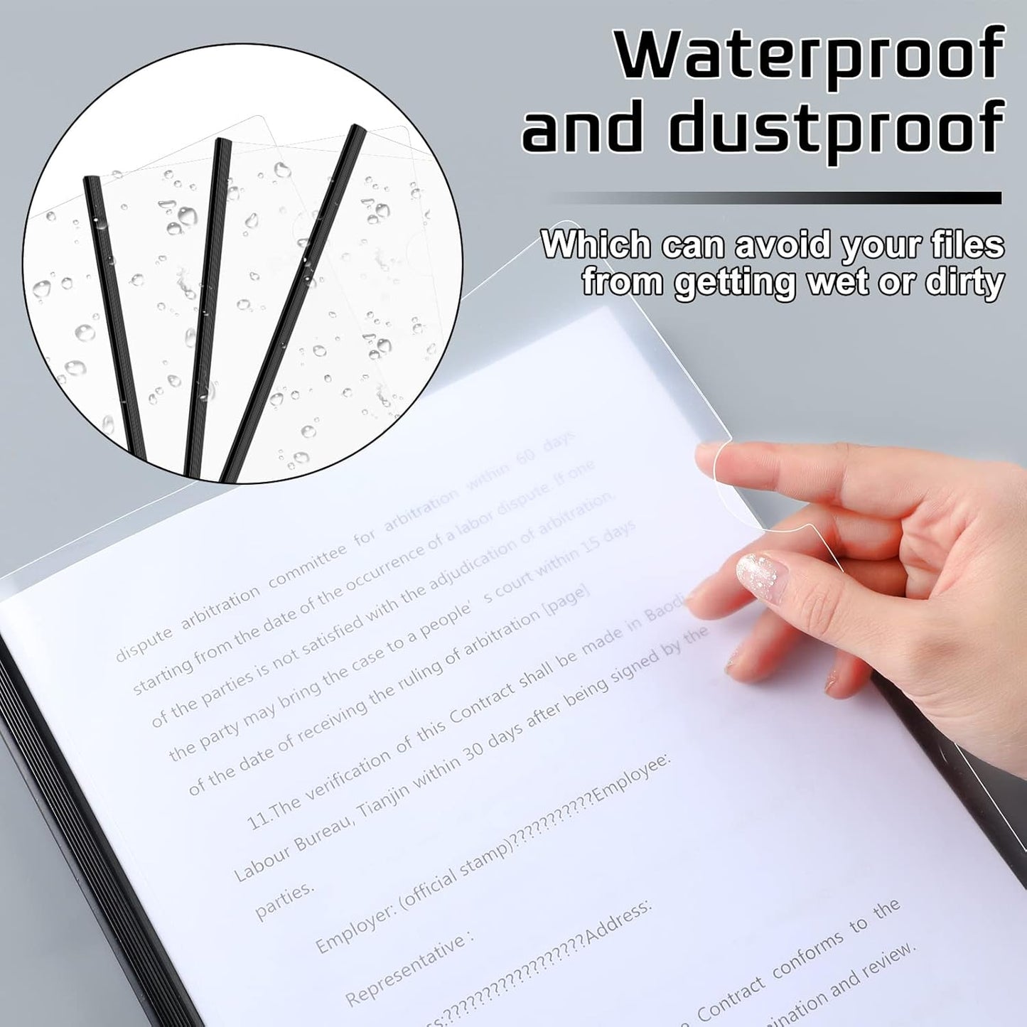 Thenshop 100 Pcs Clear Report Covers with Sliding Bars Sliding Bar File Folder Binder Plastic Report Folder for File Paper Book Resume Letter Office, 30 Sheet Capacity(Black)