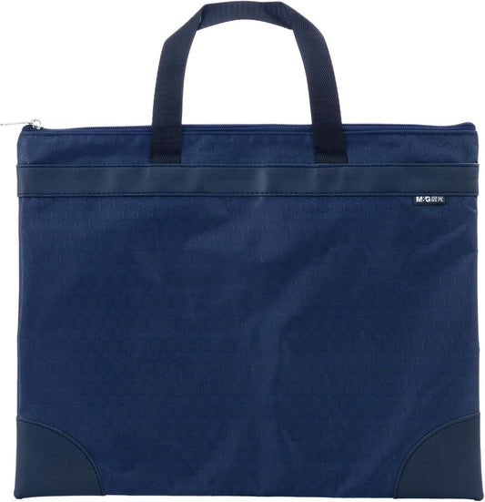 M&G 12x15 in Large Zipper Pouch with Handle, A4 Foldable Lightweight Pocket Waterproof Oxford Document Storage Bag, File Organizer for Office Travel Books Papers Filing Folder – 1 Pack (Blue)
