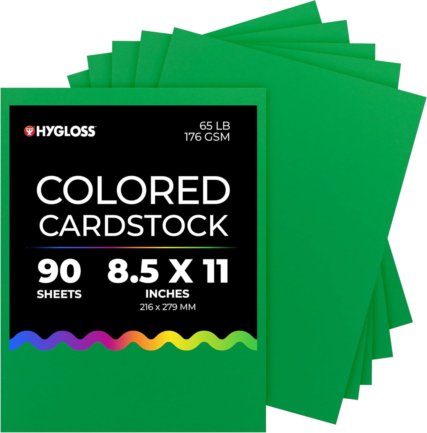Hygloss Dark Green Bright Colored Cardstock - 8.5x11-Inch, 90 Sheets, 65 lb/ 176 gsm, Fade-Resistant, Acid-Free Color Card Stock Paper