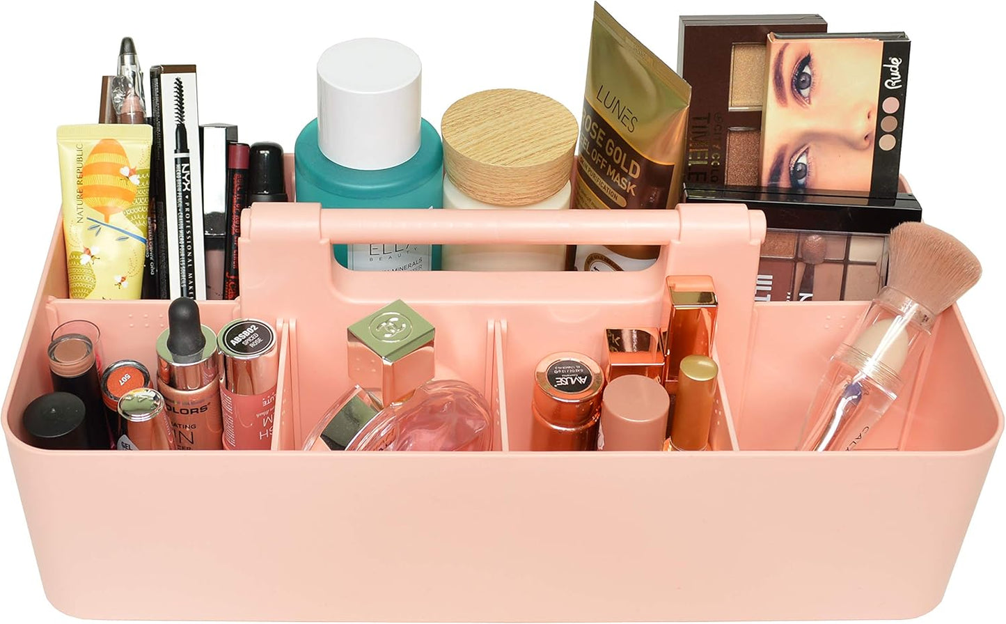 -Large Portable Caddy, DIY Dividers, 8 Compartments, School Office Supplies Home Business Basket with Handle Storage Organizer Made in USA (10 PACK, Indie Pink)