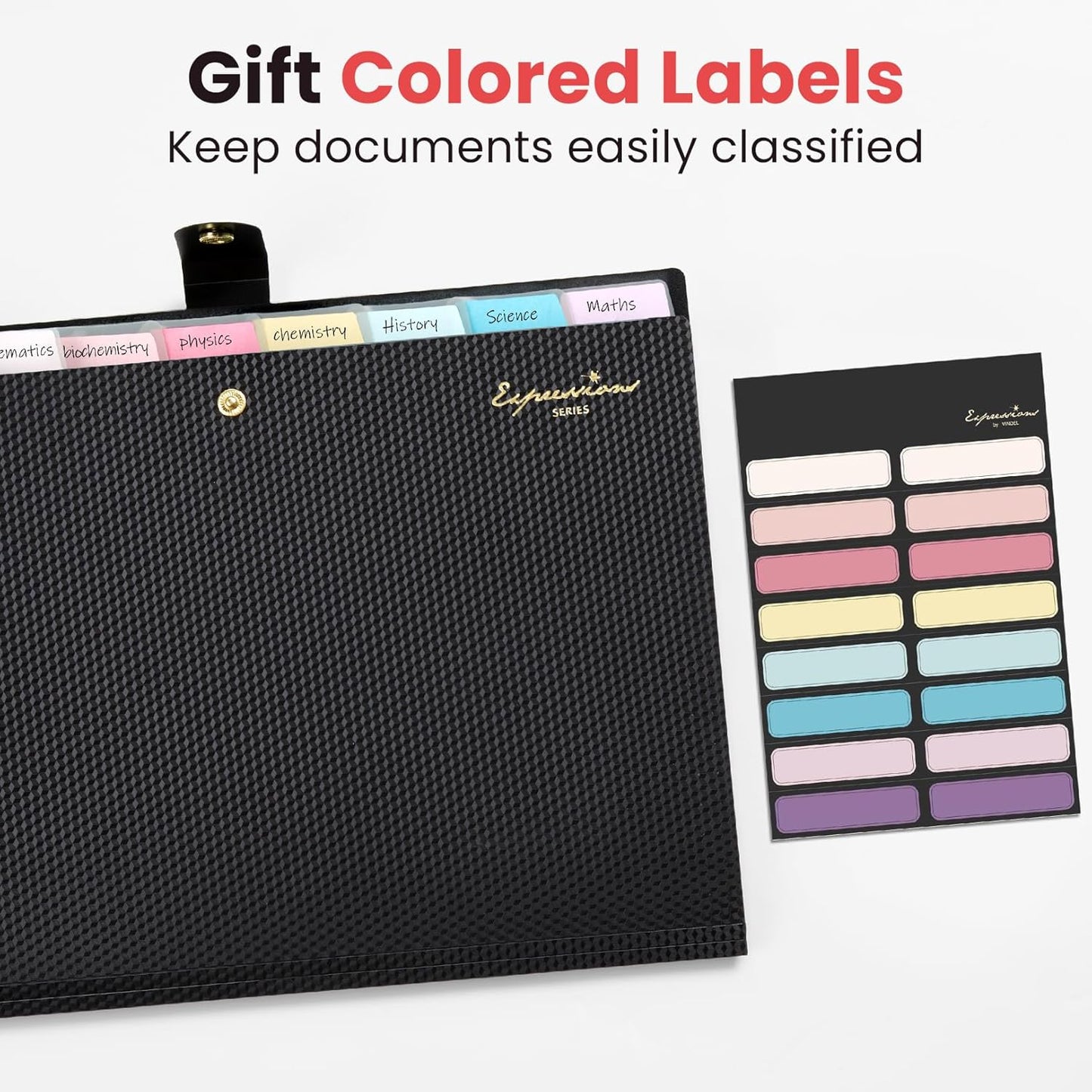 Sooez Accordion File Organizer, 8 Pocket Expanding File Folder with Labels, Letter Size Folders for Documents, Portable Paper Bill Receipt Organizer for Home School Office Supplies, Navy Blue