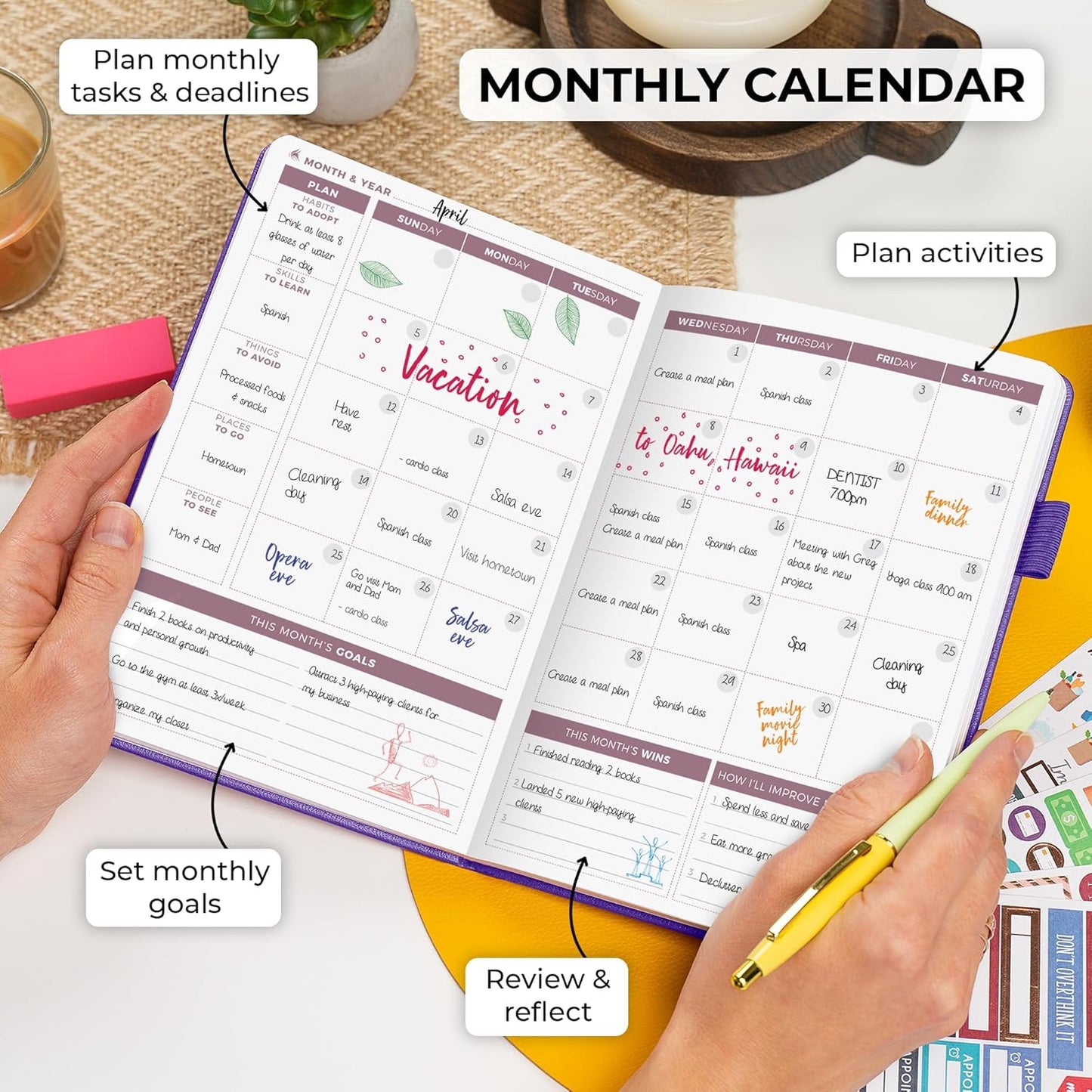 Clever Fox Planner 2nd Edition – Colorful Weekly & Monthly Goal Planner, Time Management & Productivity Organizer, Undated, A5 (Purple)