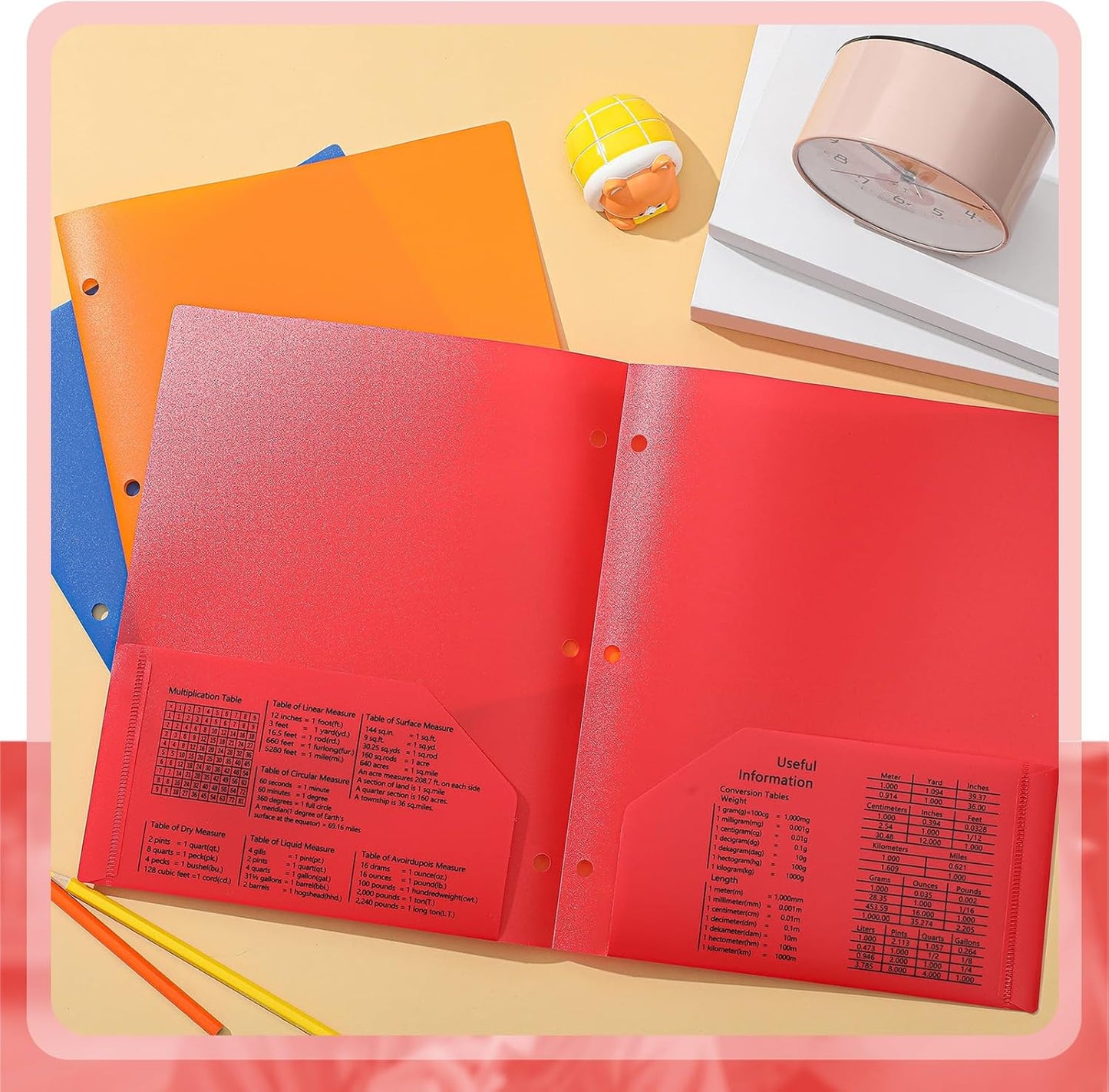 Yeaqee 12 Pcs Plastic Folders with Pockets Bulk 3 Hole Punched 2 Pocket File Folders for 3 Ring Binder Divider Folder for Notebooks, Durable Poly for Office Home (Stylish Color)