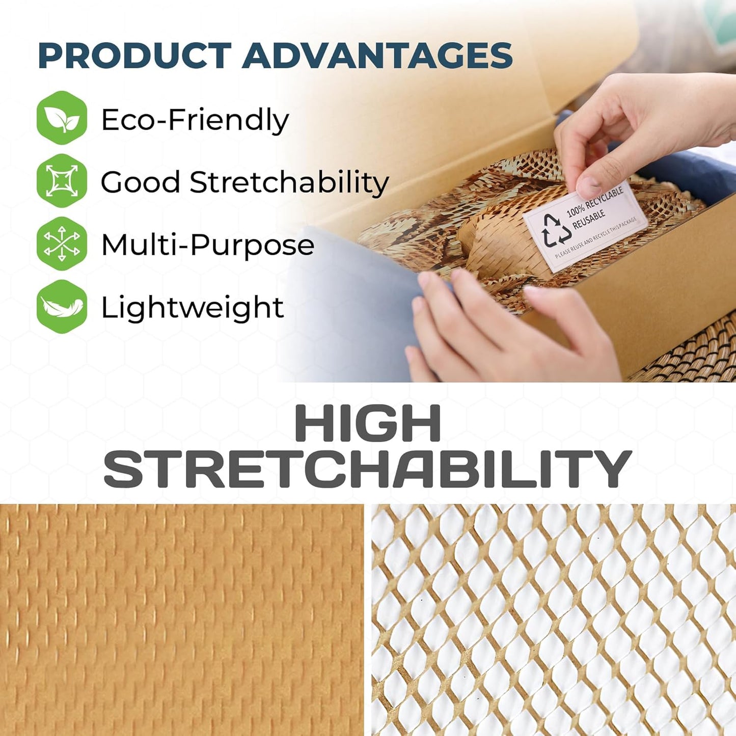 HexaFil Honeycomb Packing Paper - Eco-Friendly, Sustainable Filler for Shipping and Moving, Cushioned Packing Material in Easy Self-Dispenser Box - White, Pallet of 48, 12" x 1700'