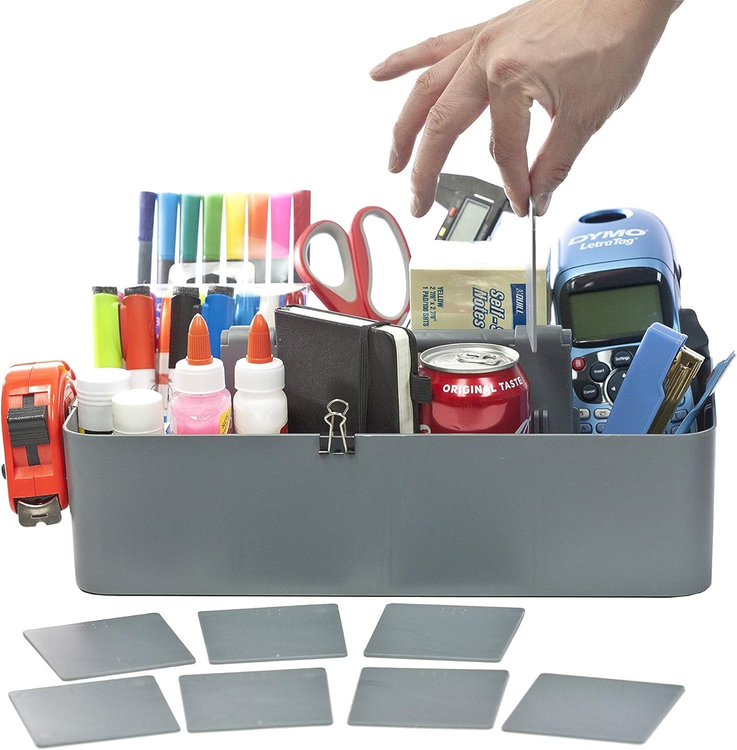 Portable Caddy Organizer - Stackable Plastic Caddy with Handle | Desk, Makeup, Dorm Caddy, Classroom Art Organizers (Made In Usa) (Mint/Ivory/Gray/Black)