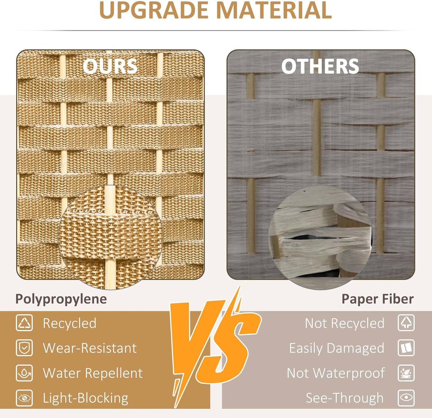 HOMCOM Room Divider, 4 Panel Folding Privacy Screen, 5.6' Tall Freestanding Wall Partition for Home Office, Bedroom, Nature Wood