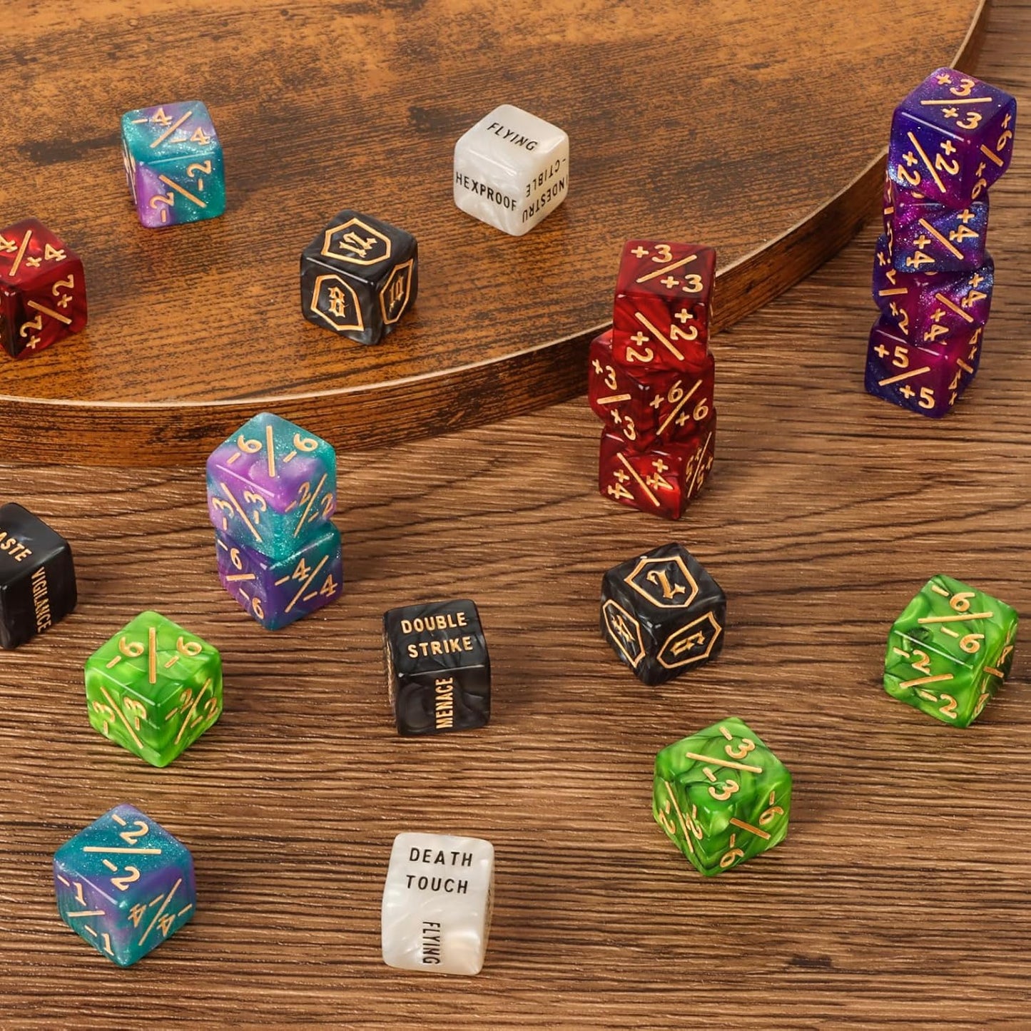 100 Pieces MTG Dice Counters Set Bulk Ability Keyword Tokens Shield Life Counters 6 Sided Dice for Magic The Gathering TCG Card Gaming Accessories (Dice Set (A))