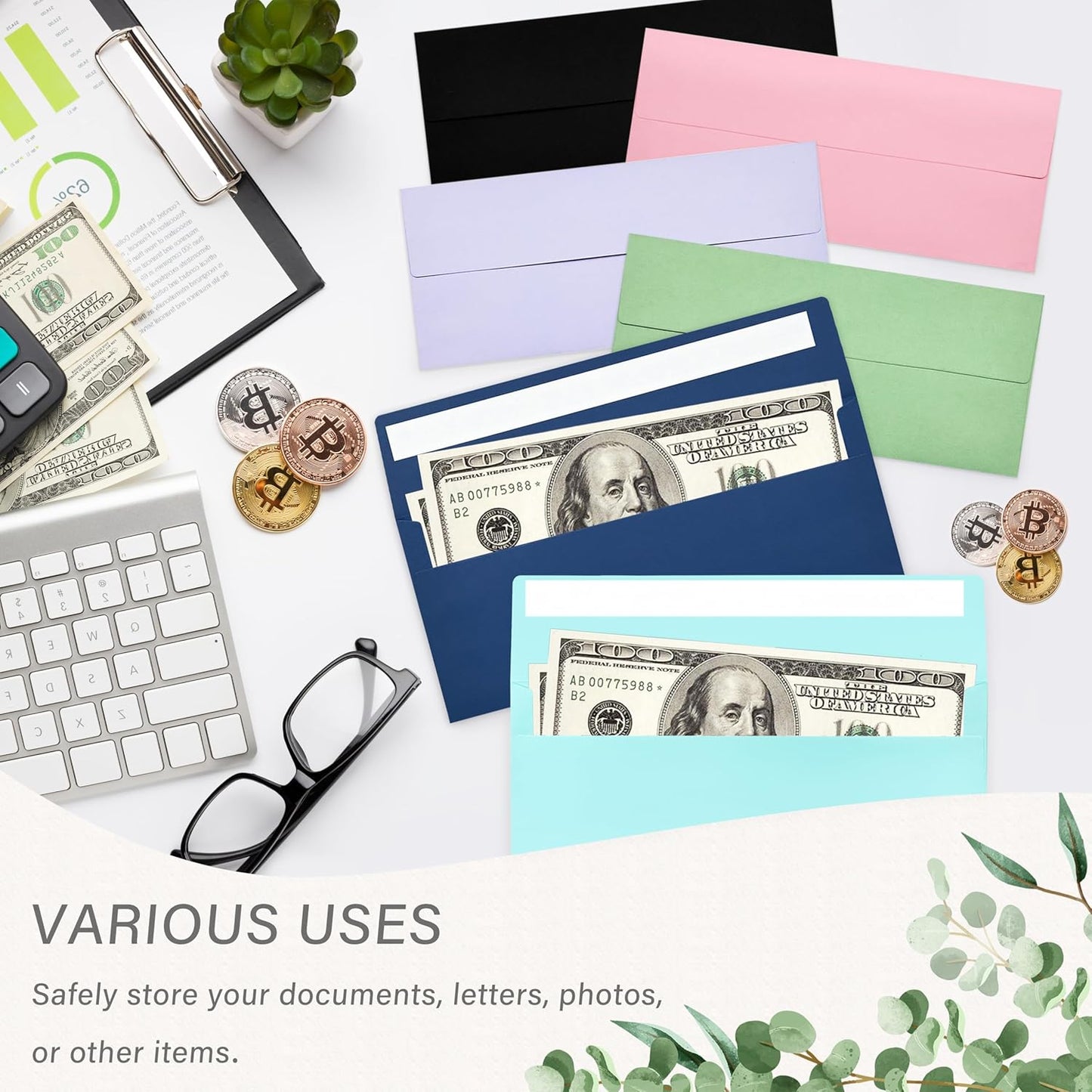 100 Pack #10 Business Envelopes, Self Seal Standard Lavender Envelopes for Secure Business & Legal Mailing, Office, Checks, Letter, Invoices, 4 1/8 x 9 1/2 Inches