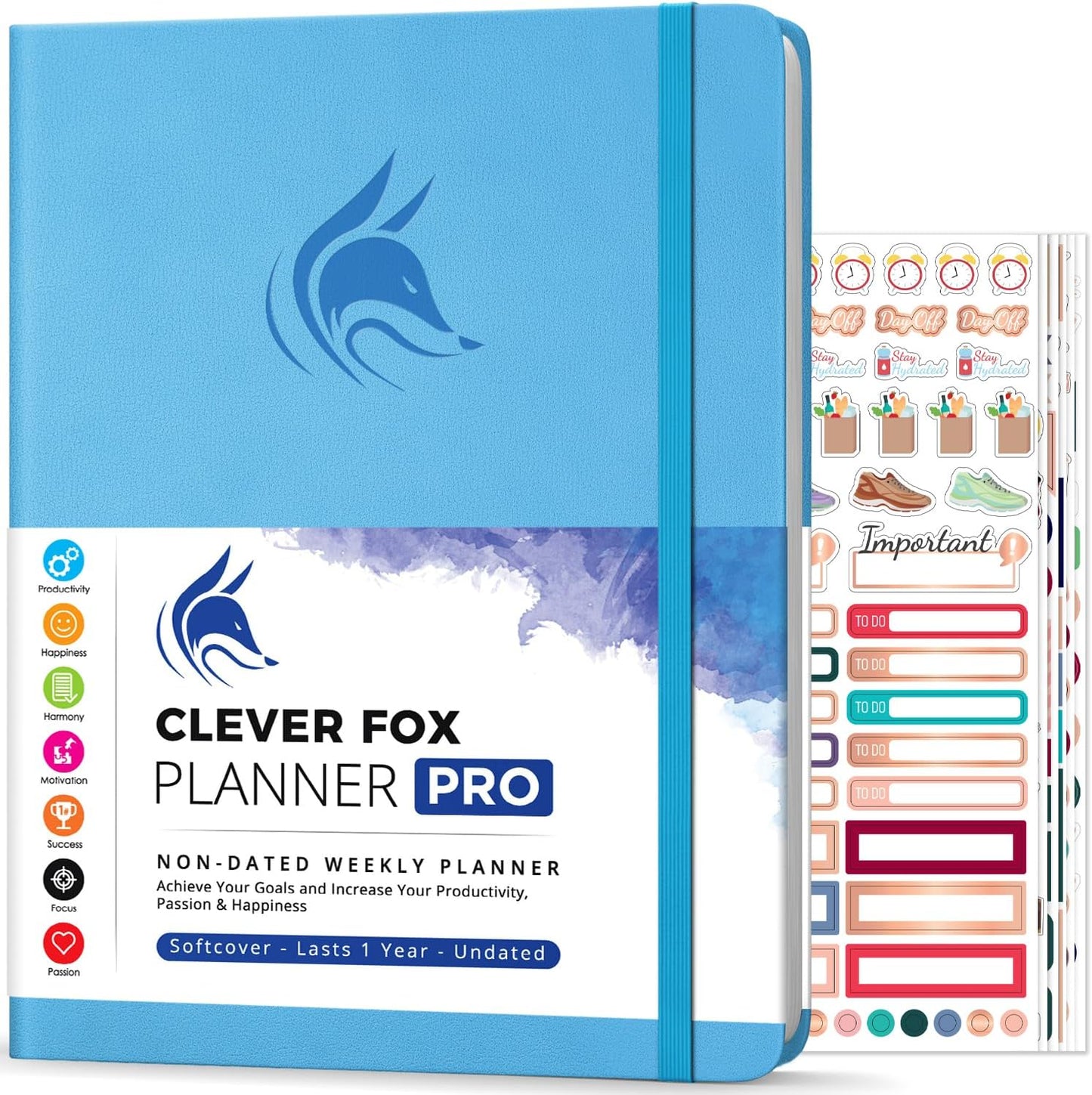 Clever Fox Planner PRO – Weekly & Monthly Life Planner to Increase Productivity, Time Management and Hit Your Goals, 8.5x11″ (Blue)