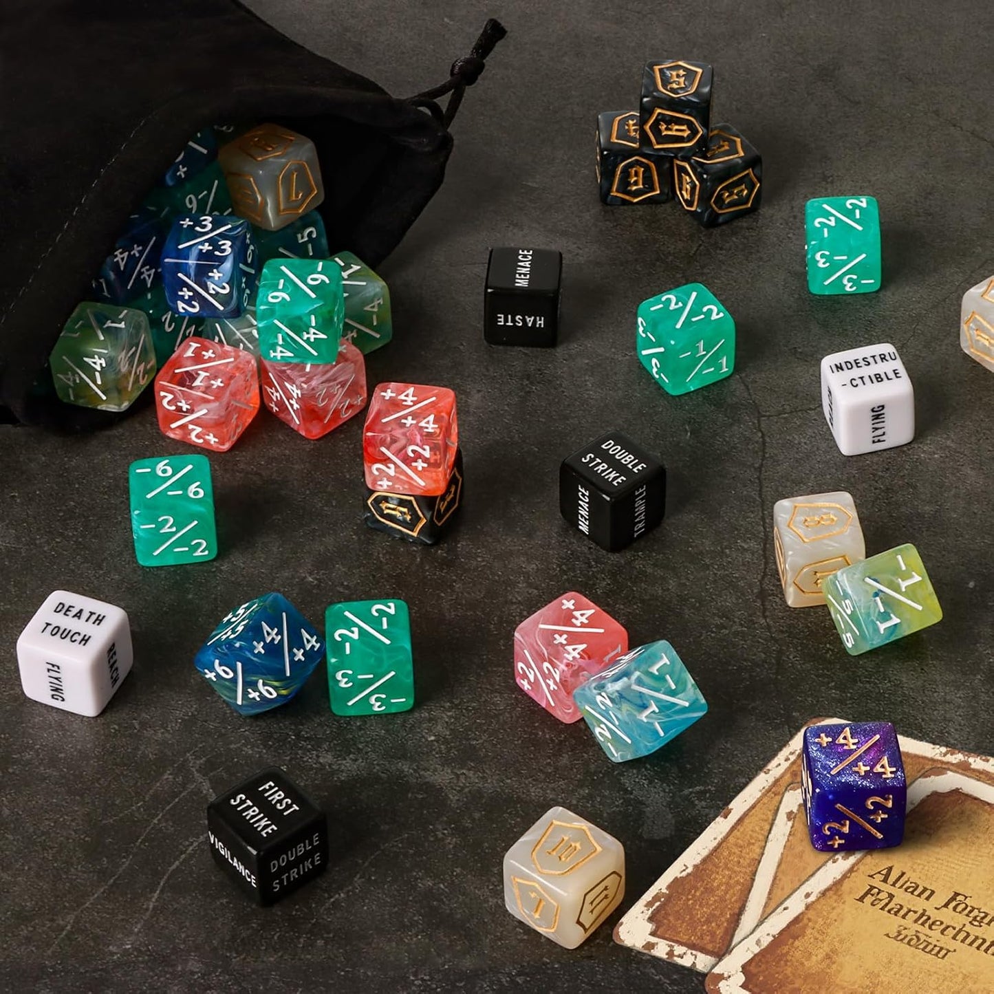 100 Pieces MTG Dice Counters Set Bulk Ability Keyword Tokens Shield Life Counters 6 Sided Dice for Magic The Gathering TCG Card Gaming Accessories (Dice Set (B))