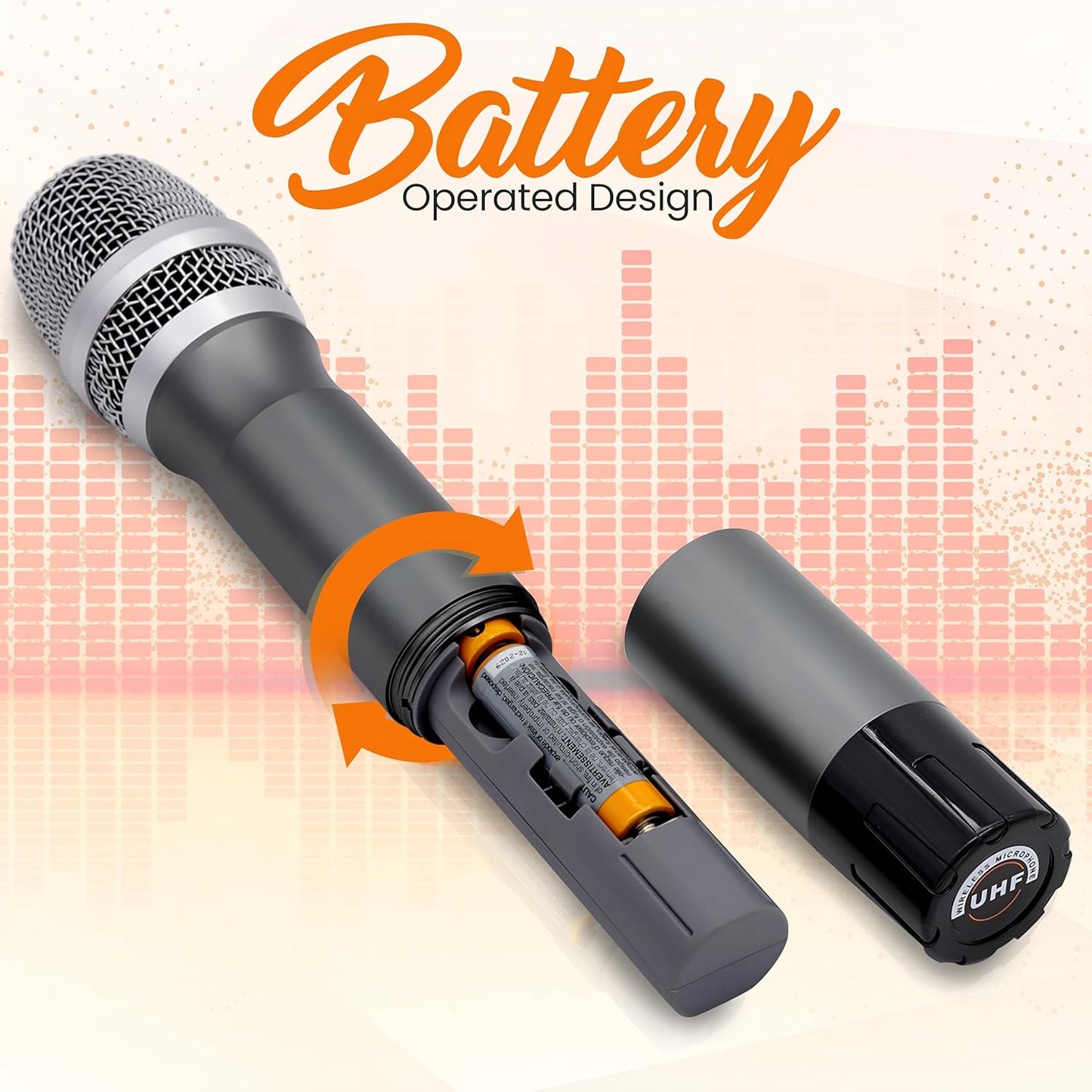 Pyle, UHF Wireless System Kit-Portable Professional Battery Operated Handheld Dynamic Unidirectional Cordless Microphone Transmitter Set w/Adapter Receiver-PA Karaoke DJ Party, USB, Black - PDWMU103