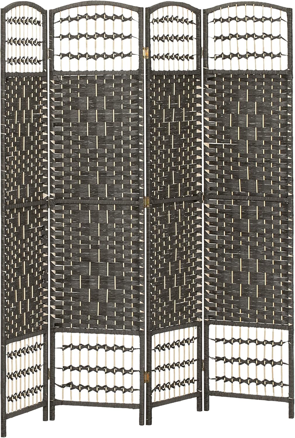 HOMCOM 4 Panel Room Divider, Folding Privacy Screen, 5.6' Room Separator, Wave Fiber Freestanding Partition Wall Divider, Dark Gray