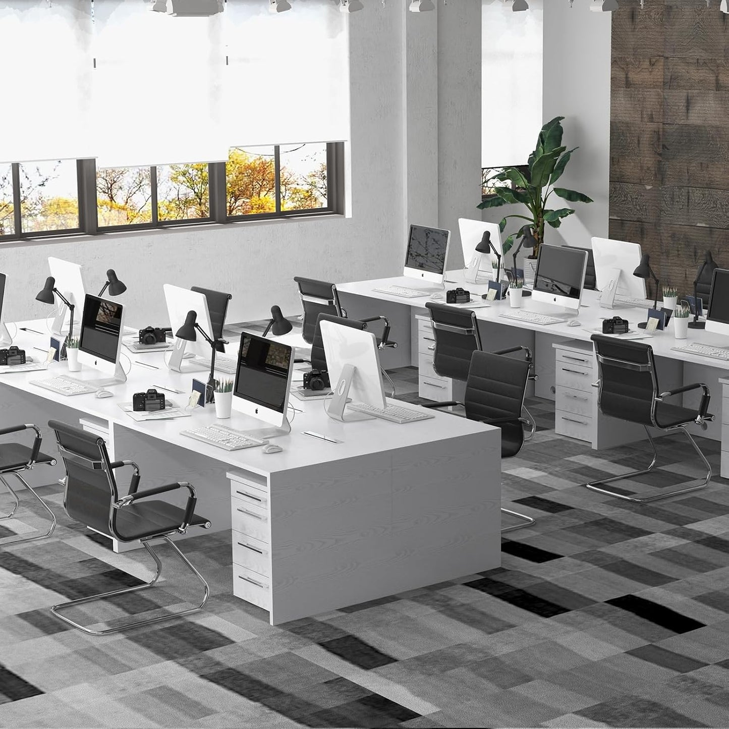 Reception Chairs No Wheels Leather Conference Chair Heavy Duty Back Support Office Guest Chair, Set of 2 (Black)