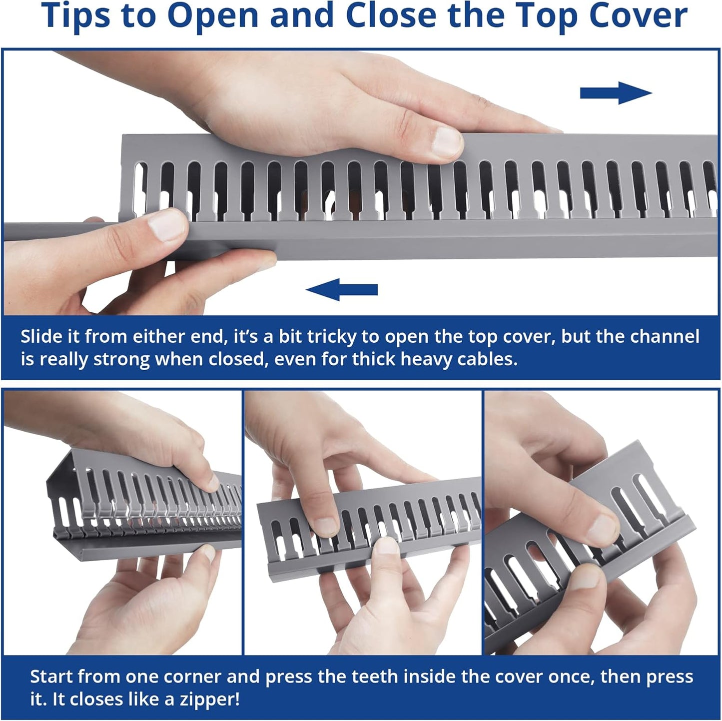 ZhiYo 2x2in Professional Server Rack Cable Management Raceway, 78in(2xL39in) Cable Raceway Kit, Electrically Safe PVC Open Slot Wire Cover, Cord Hider for Under Desk/Computer/Network Cords White