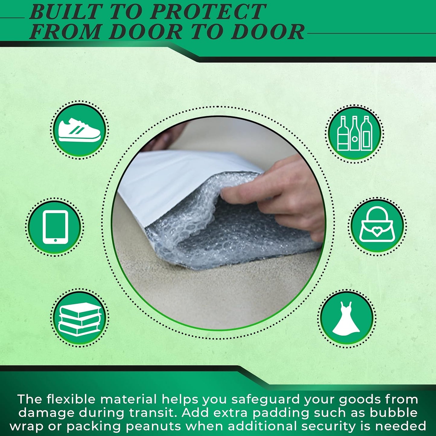 100 Pack Secure Seal White Poly Mailers Shipping Bags - Safe Shipping with 5x7Mailers Poly Bags - E-Commerce Poly Bags for Shipping - Self Sealing 2 Mil Poly Shipping Envelopes