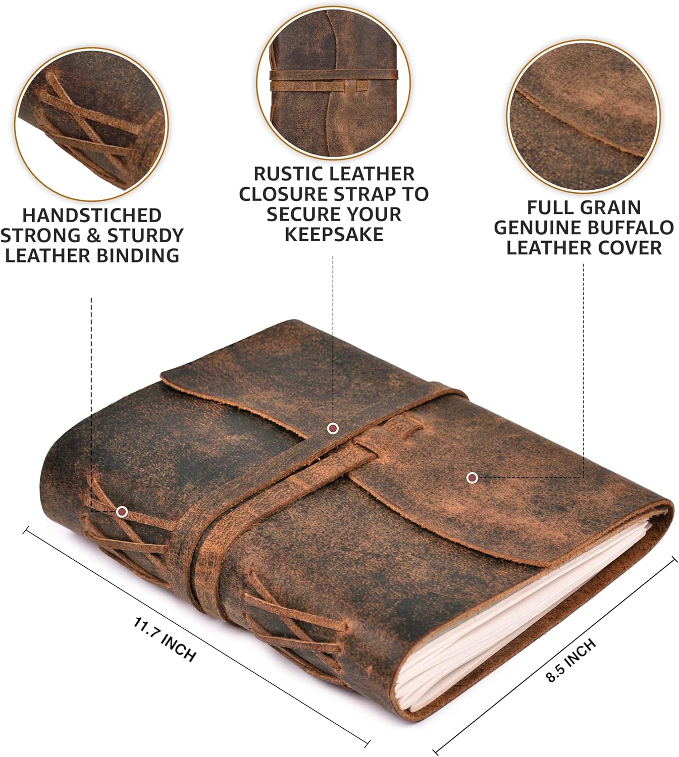 LEATHER VILLAGE Vintage Leather Journal A4 - Brown | 240 Lined Pages | Rustic Notebook for Travel, Office & Personal Use | Handmade College Ruled Diary for Men & Women