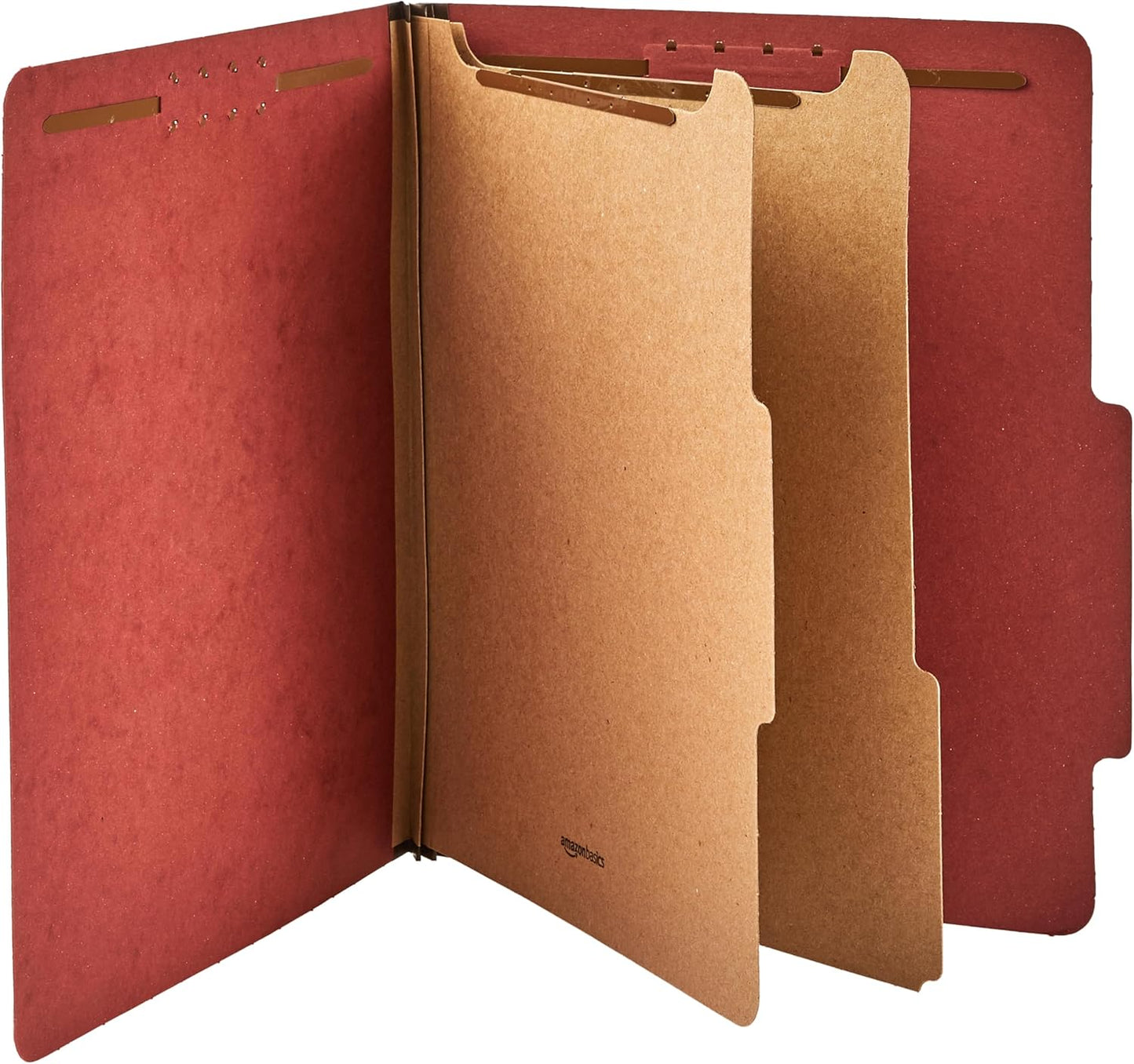 Amazon Basics Classification Folder with Prongs, Pressboard, 2 Dividers, 2-Inch Expansion, 12.17 x 10.67 inch (Letter) Size, Red, Pack of 10