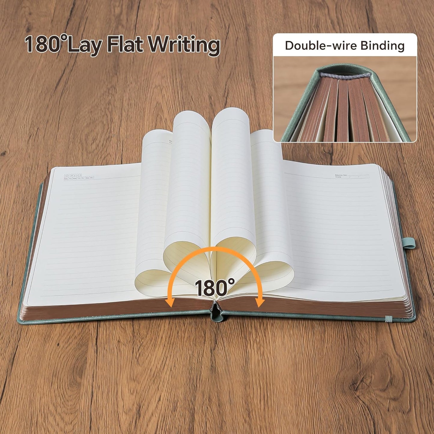 ZXHQ A4 360 Pages Lined Journaling Notebooks with Pen, Journals for Women Men Writing Notebook, Brown Edge, Hardcover, A4 Size 8.5'' x11'' Grey