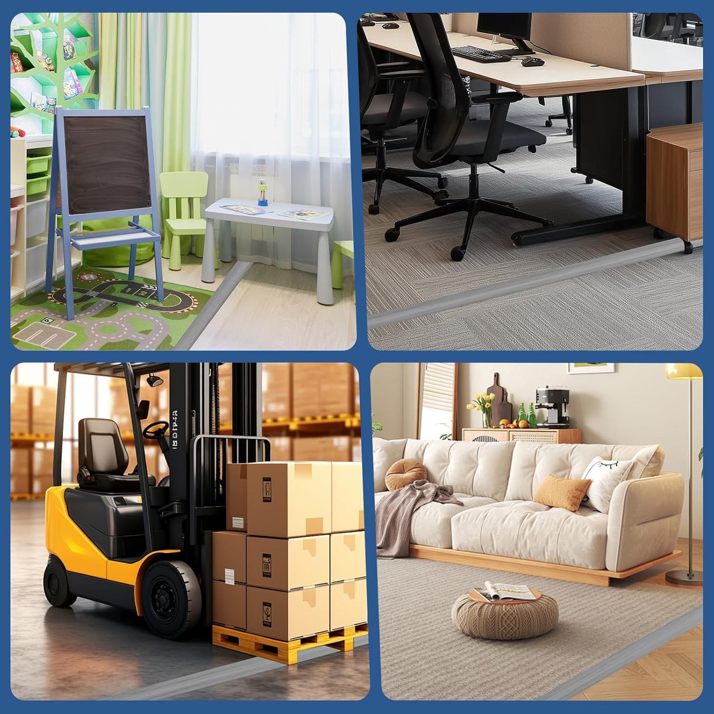 Floor Cord Cover for Wires on Floor Self Adhesive Cord Hider Floor Cable Management Wire Covers for Cords Protector Prevent Cable Trips Cord Cavity W 0.51" x H 0.31", Gray Wood, 20Ft