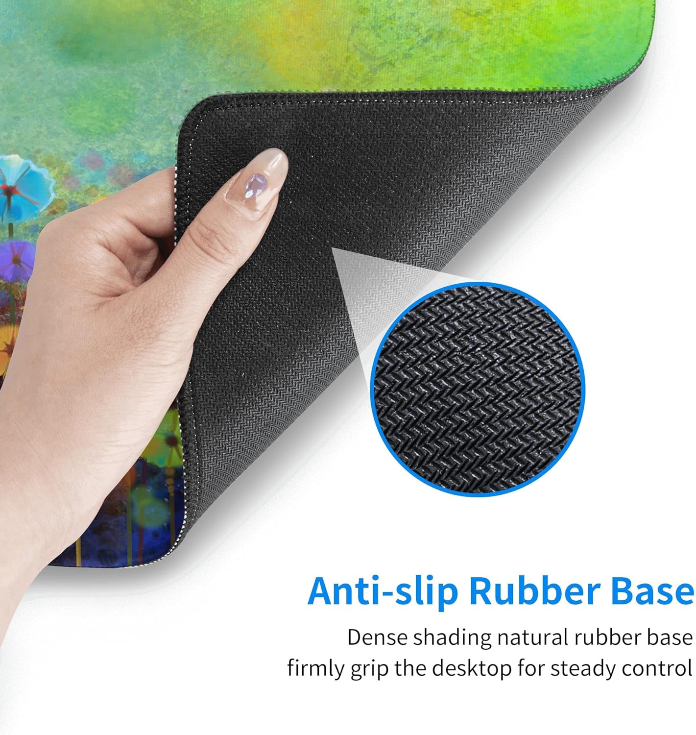 Desk Mat,Abstract Watercolor Flowers Extended Gaming Mouse Pad for Office Work & Game,Computer Keyboard Mouse Mat Desk Non-Slip Rubber Base Large Mousepad with Stitched Edges, 31.5x15.7inch