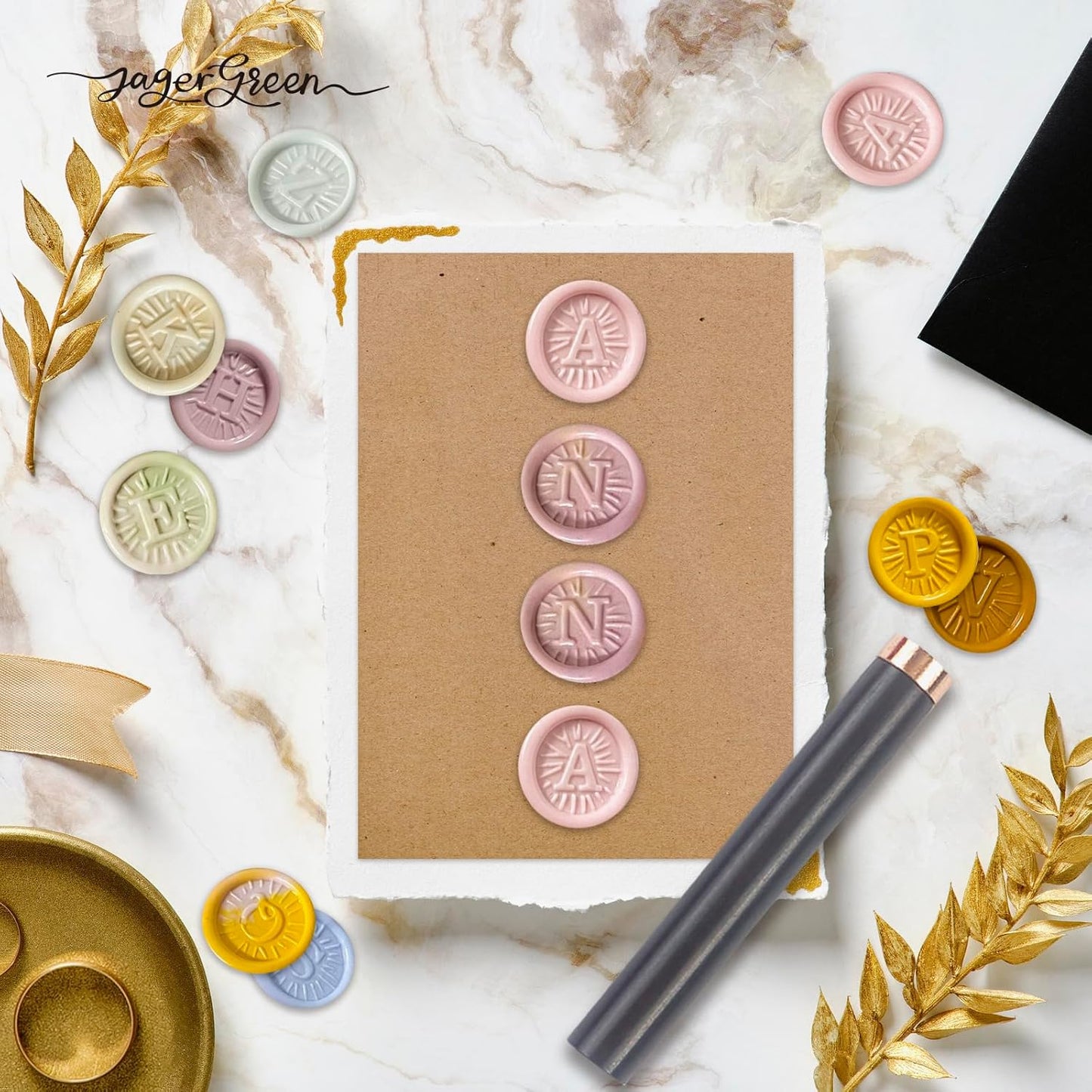 Wax Seal Kit, 26 Initial Letters A-Z Sealing Wax Stamp with 1pc Wooden Handle, Alphabet Seal Stamp, for Wedding Invitation, Gifts Wrapping, Christmas, Birthday Cards, Envelopes, Decoration