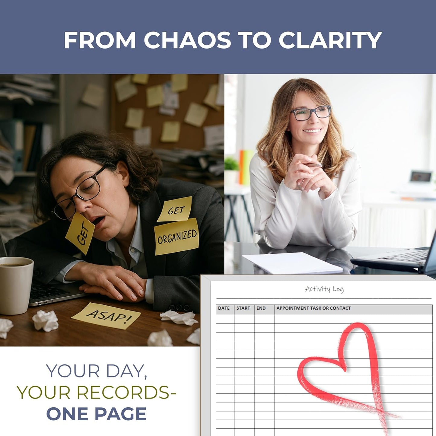 Activity Log Notepads(2 Pack, 50 Pages Each) Pad Planners to List a Task, Action or Contact. A Versatile Work Tool to Track Time & Office Productivity. 8.5 X 5.5, A5 Sheets. Made in the USA.