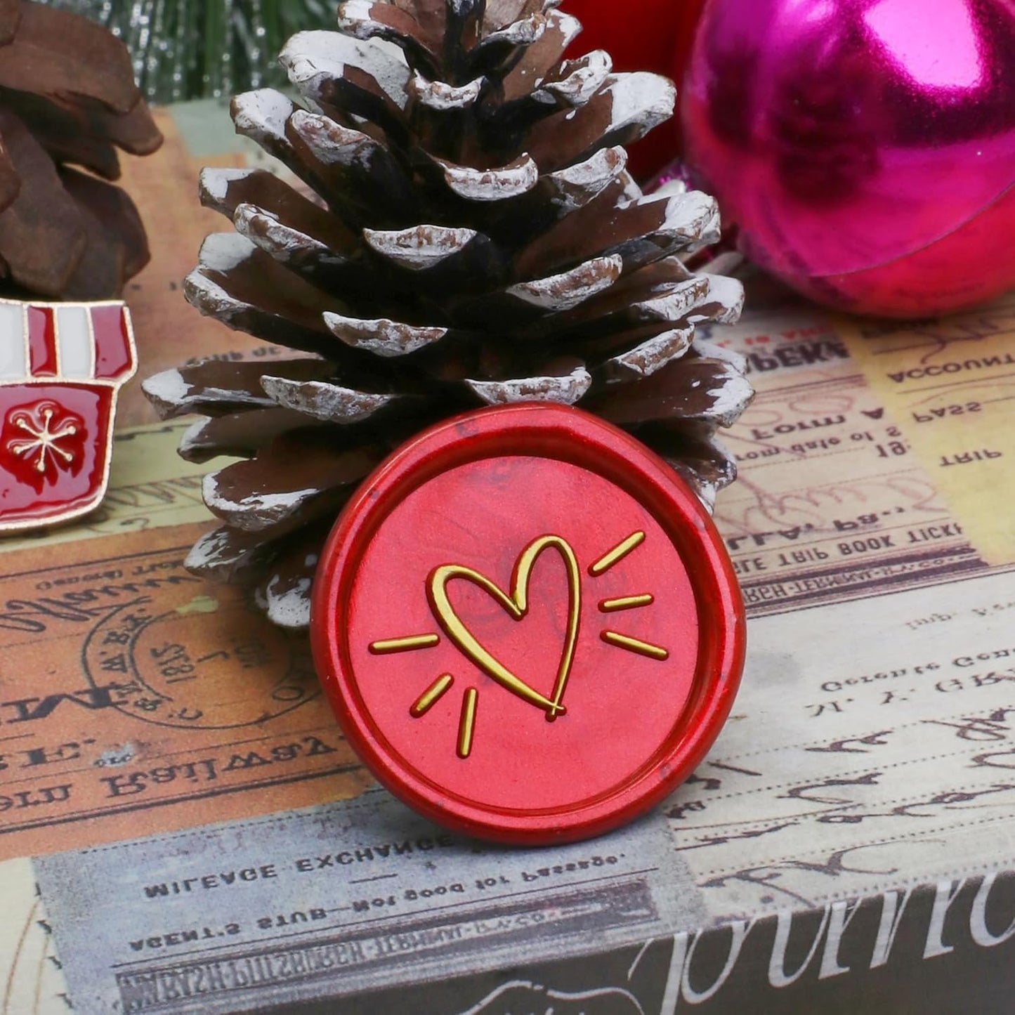 SWANGSA Wax Seal Kit, Heart Stamp With 200pcs Sealing Beads, Great for Embellishment of Wedding Invitations, Wine Packages, Gift Wraps