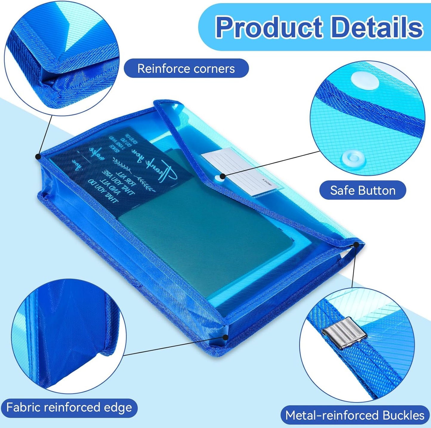 Zhanmai 18 Pcs Plastic File Folder Waterproof Transparent Expandable File Folder Organizer with Snap Closure Plastic Envelopes Document Folder Organizer with Label Pocket Waterproof File Pouch, A4, B4