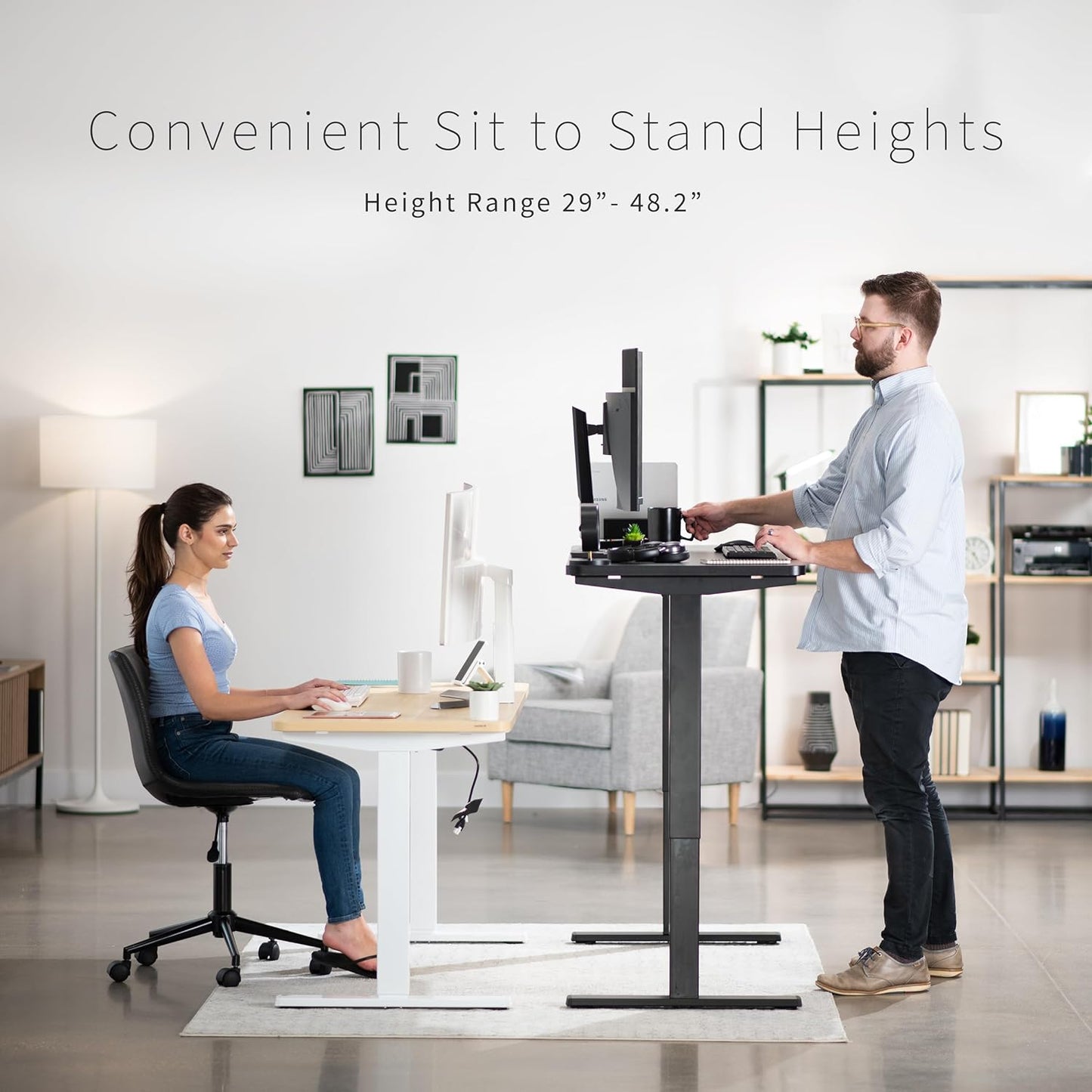 VIVO Electric 60 x 24 in Real Bamboo Standing Desk, Memory Height Adjustment, 1B Series, One-Piece Top, Gray Frame, DESK-KIT-1G6O