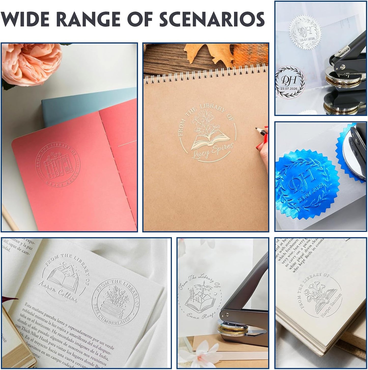 HDSD Custom Embosser - Personalized Book Embosser with Your Message or Design -Suitable for Wedding Invitations, Envelopes & Books (Christmas Patterns)