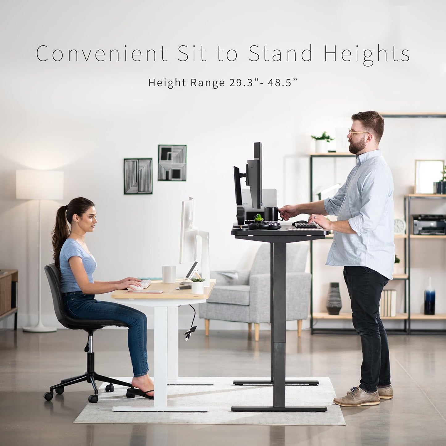 VIVO Electric 60 x 24 in Rustic Standing Desk, Memory Height Adjustment, 1B Series, One-Piece Vintage Brown Top, Gray Frame, DESK-KIT-1G6N