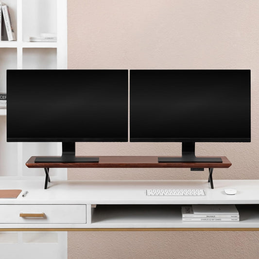 Anji Mountain Monitor Stand - Desktop Organizer & Laptop Riser, Ergonomic Monitor Riser, Space-Saving Monitor Stand for Desk, Durable Construction, Easy Assembly, Ideal for Home & Office,Walnut