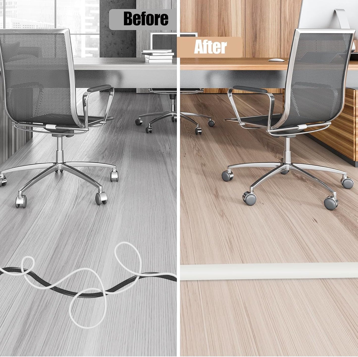 Floor Cord Cover Cable Cavity Self Adhesive Cord Hider Floor 10FT Floor Cable Management Power Cord Protector Floor Electric Cord Covers for Offices, Gym, Exhibitions (Beige, 1.18" x 10')