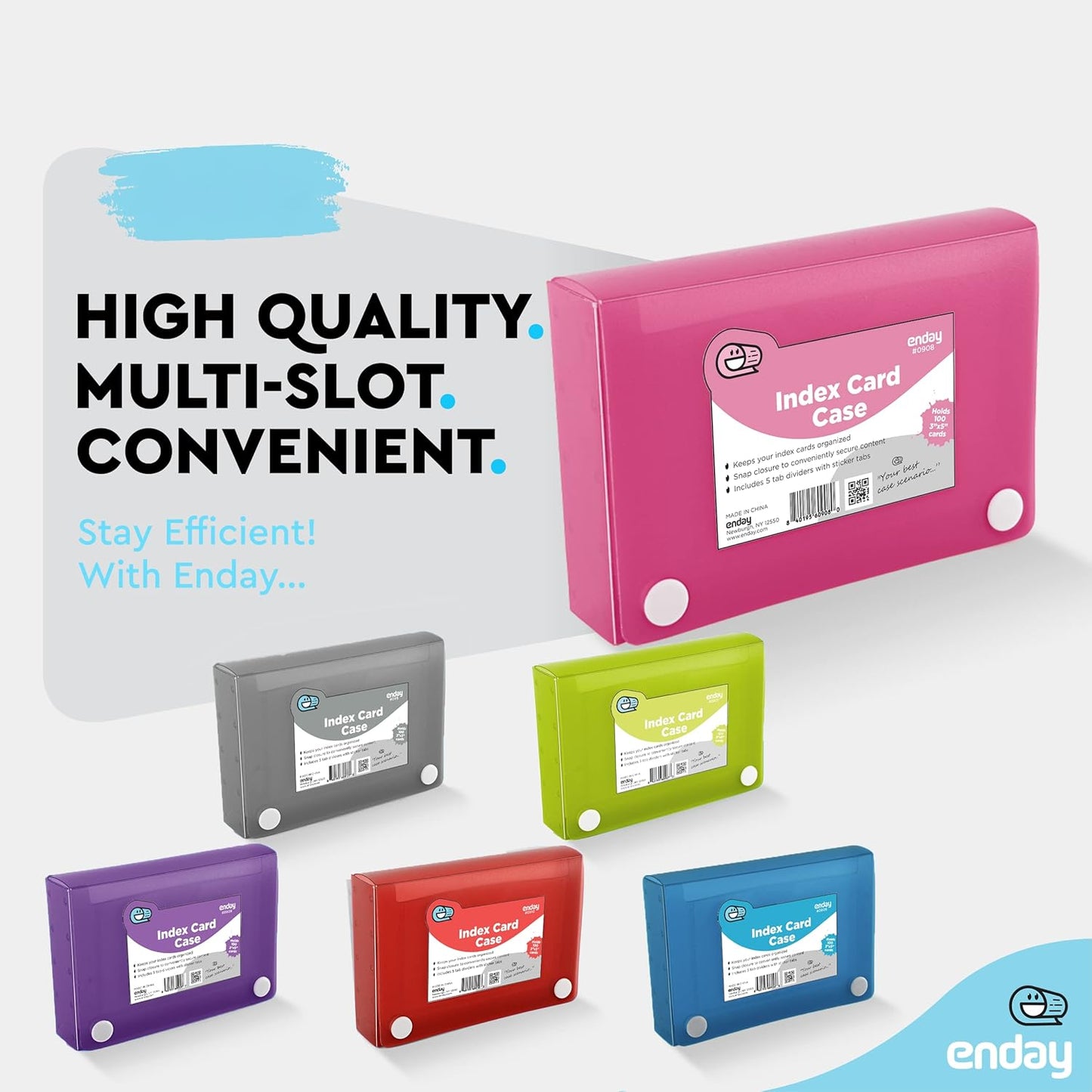 3" X 5" Index Card Case Holds 100 Cards Includes Business Card/Index Holder and 5 Tab Dividers Comes in Assorted Color – (Pack of 12) By (Emraw)