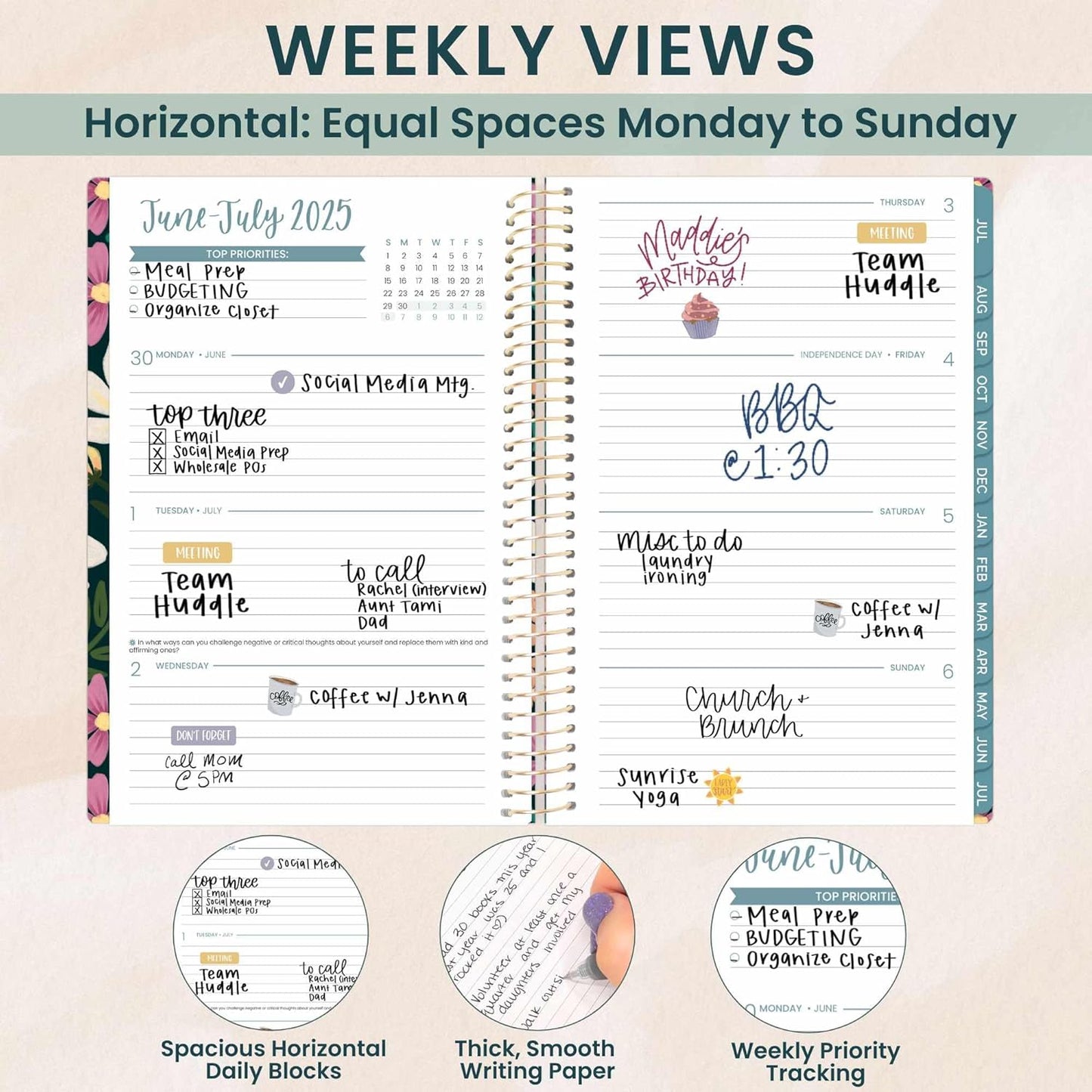 bloom daily planners 2025-2026 Academic Year Daily Planner (July 2025 - July 2026) - A5 Weekly & Monthly Calendar Agenda Organizer Book with Stickers - 5.5" x 8.25" - Blooming Wildly