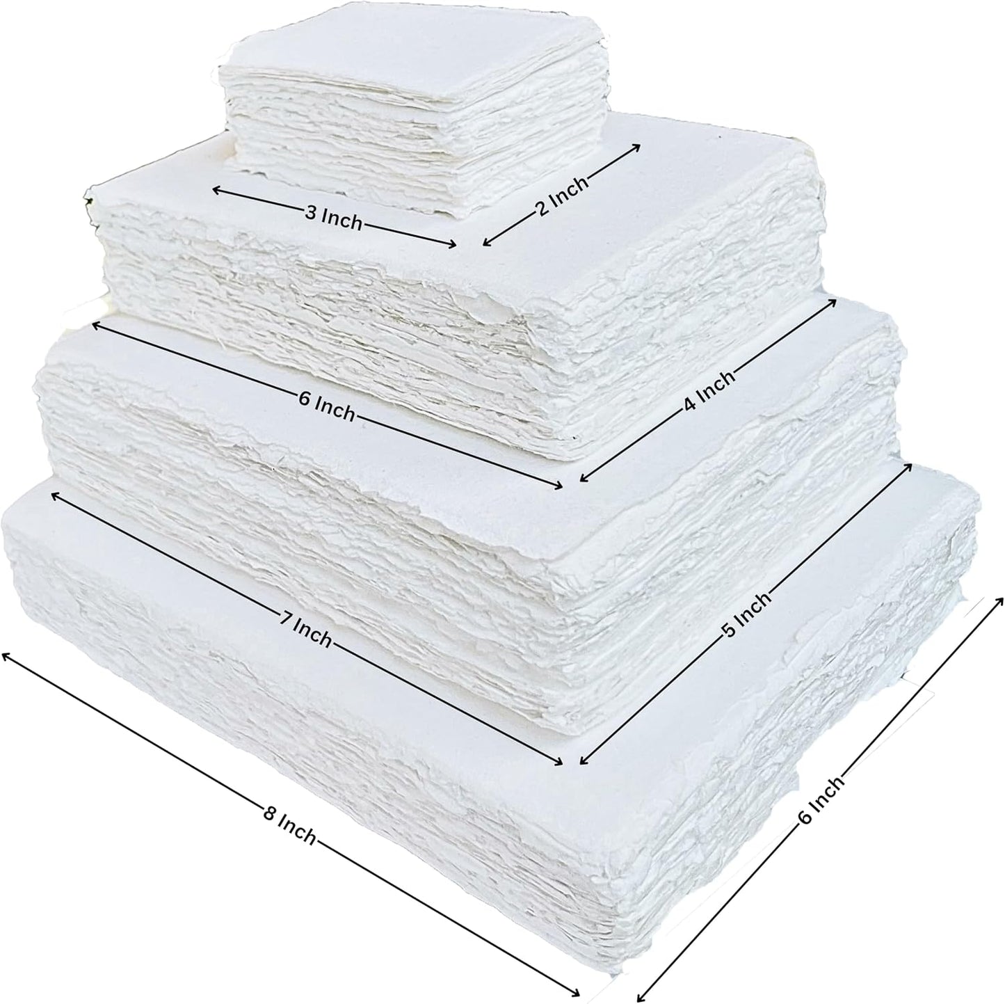 Handmade Cotton Paper with Deckle Edge Recycled Cotton Rag Mixed Media Card Stock for Postcards, Invitations, Crafts and Announcements (150gsm, 4x6 inch "A6", 50 Pack)