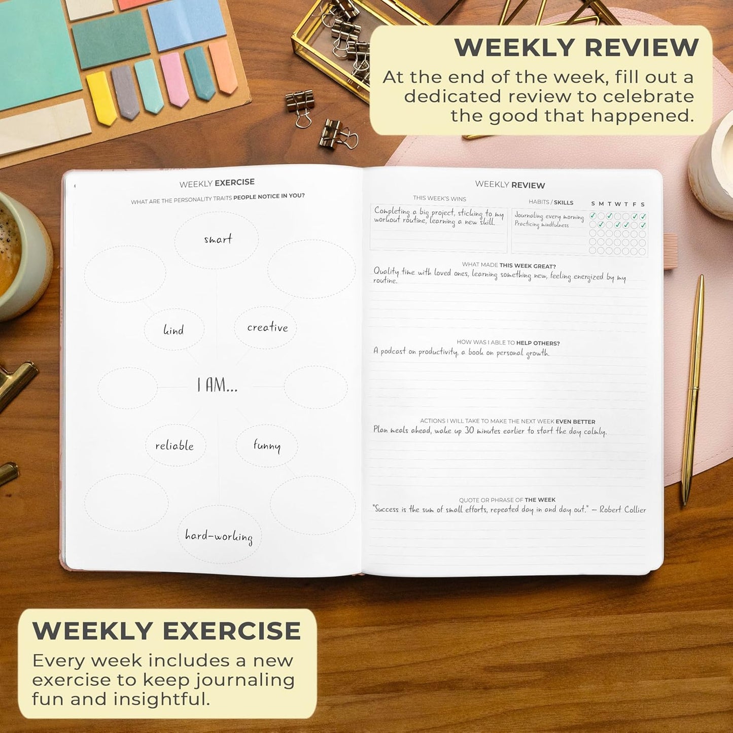 Clever Fox Gratitude Journal Large – Happiness, Positivity & Affirmation Journal – Inspirational Daily Notebook, 3 Months, 8.3x11” (Rose Gold)