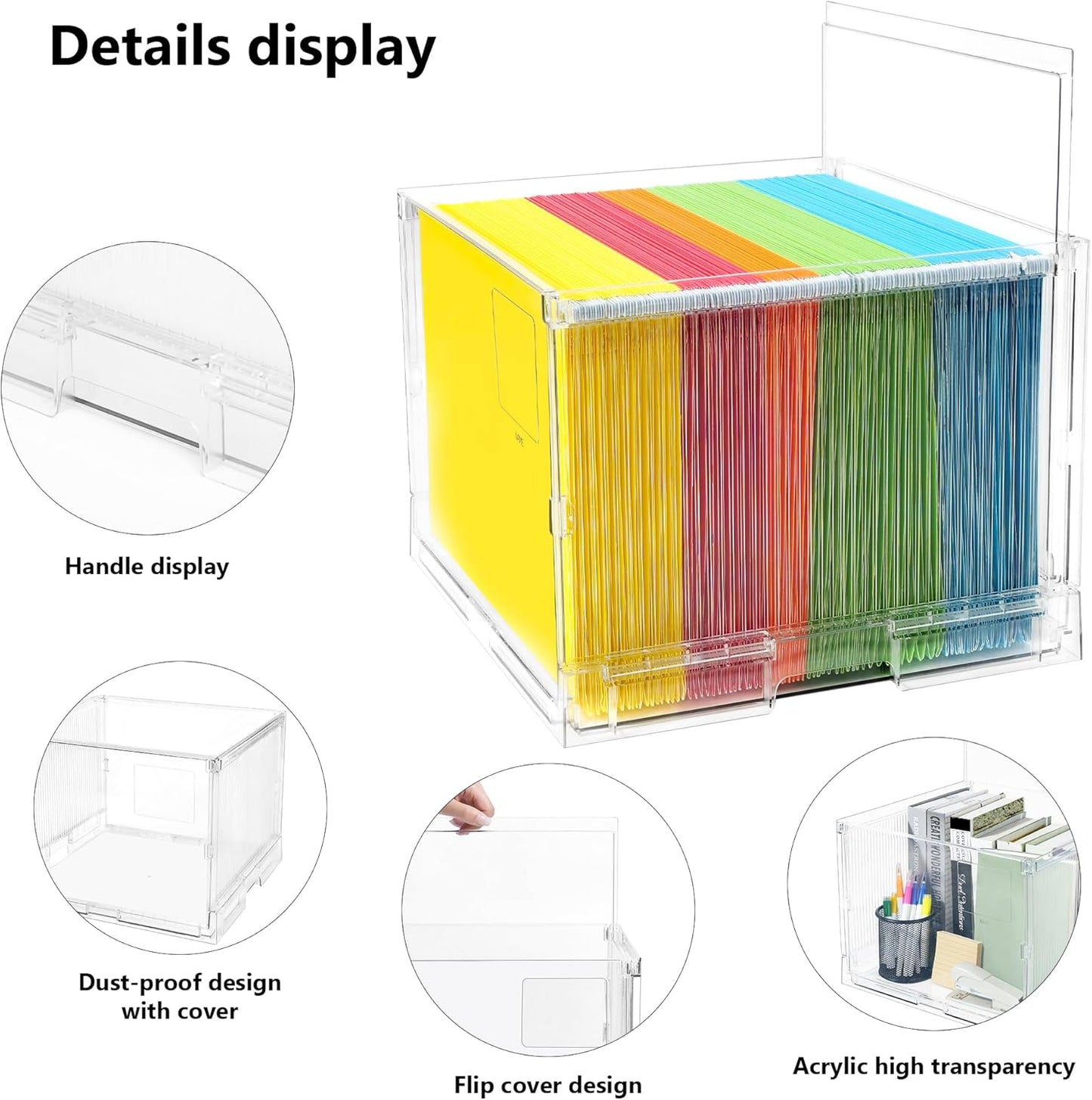 MUKAI File Organizer Box with Lid, Collapsible File Folder Organizer with Slide, Hanging File Folder Box, for Office Document Storage with Desktop organizer ﻿﻿ (1)
