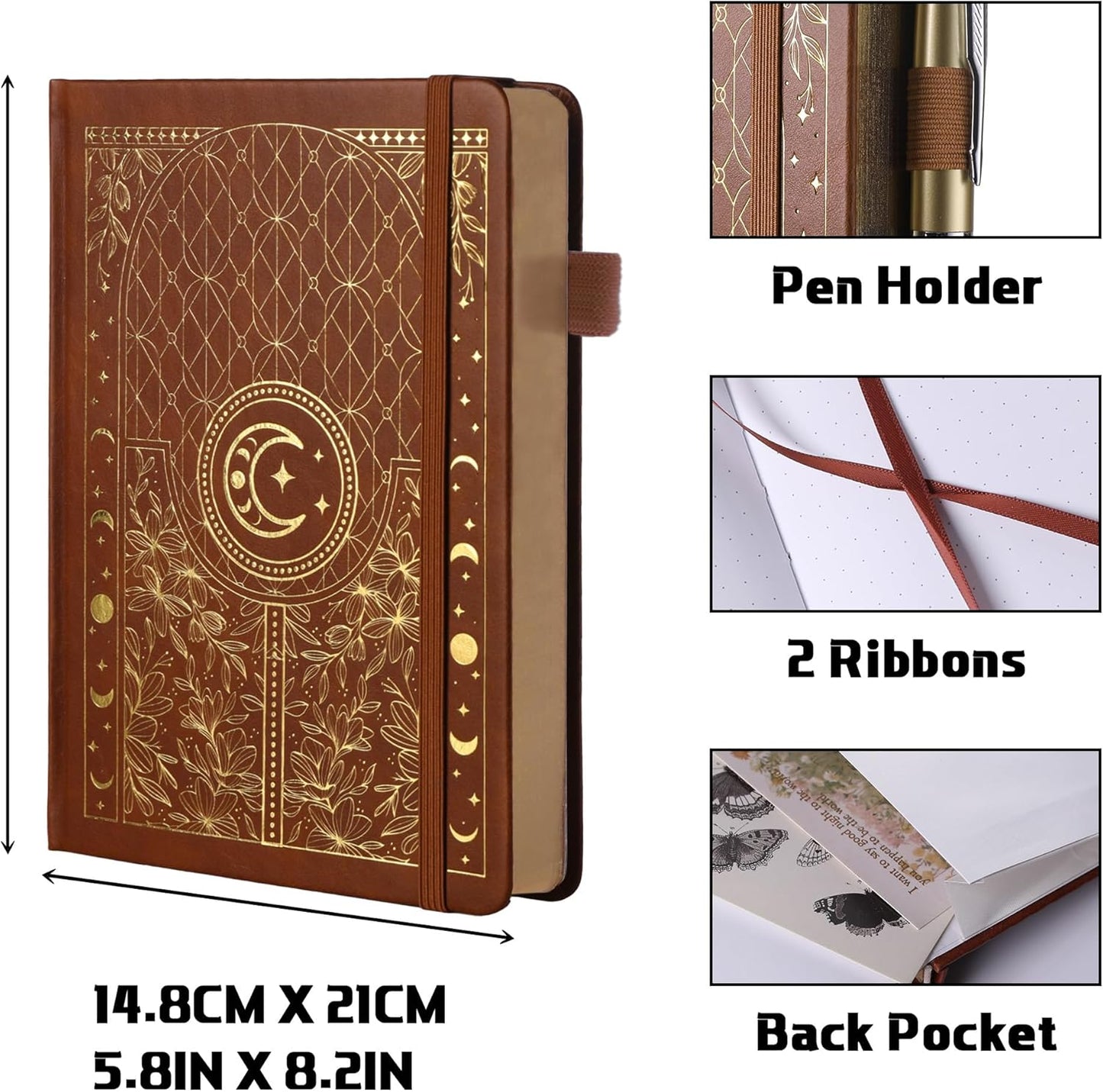 TIEFOSSI Bullet Dotted Journal Notebook, 160gsm 256 Numbered Thick Paper, A5 Hardcover Dotted Grid Diary for Women Men Work Writing, Bullet Dot Journaling, Drawing, 5.8 x 8.3 in