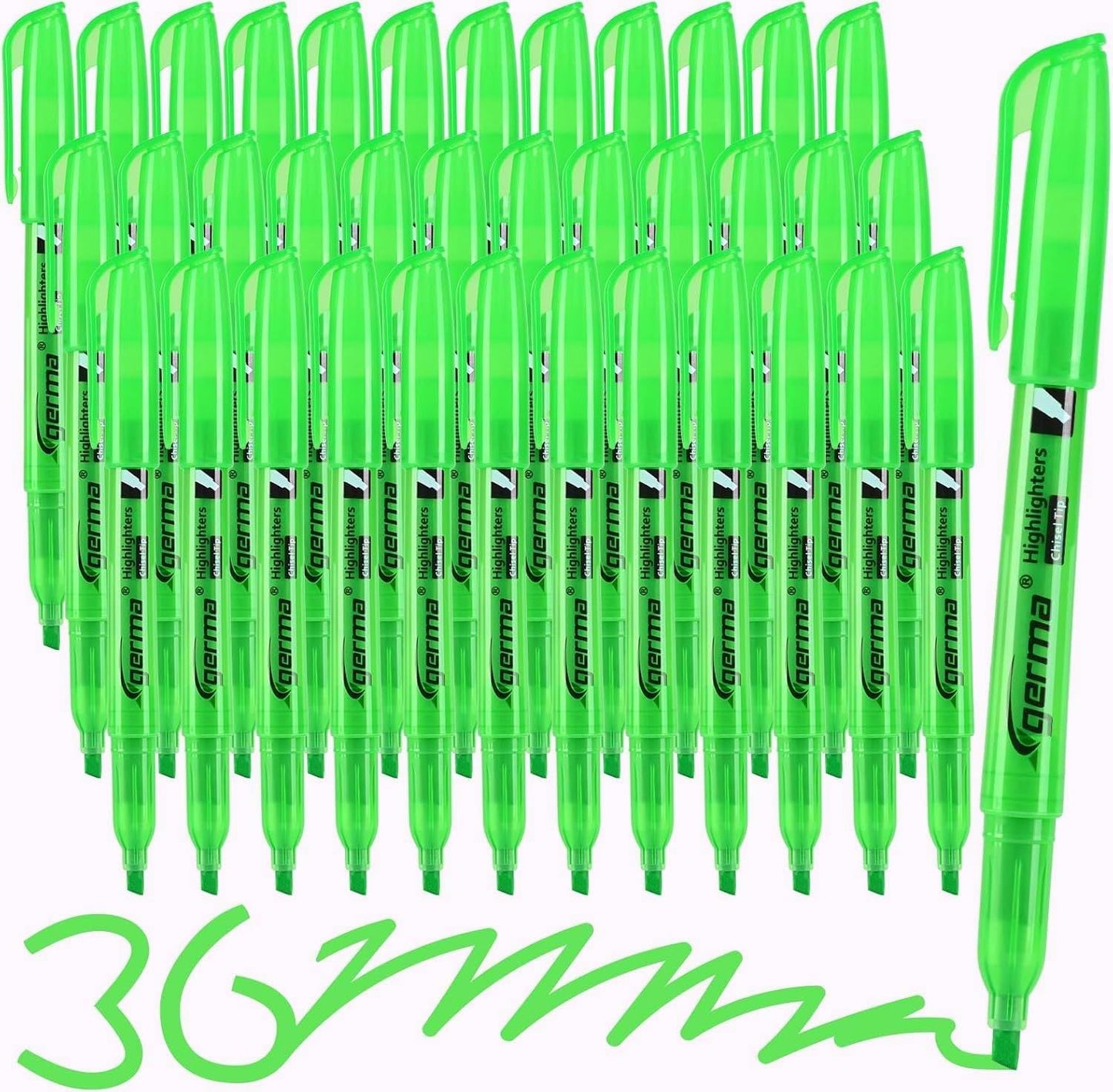 Highlighters 36 Pack, Chisel Tip Green Highlighter Bright Colors,Quickly Drying, Perfect for Students Kids Adults Classroom, School, Office