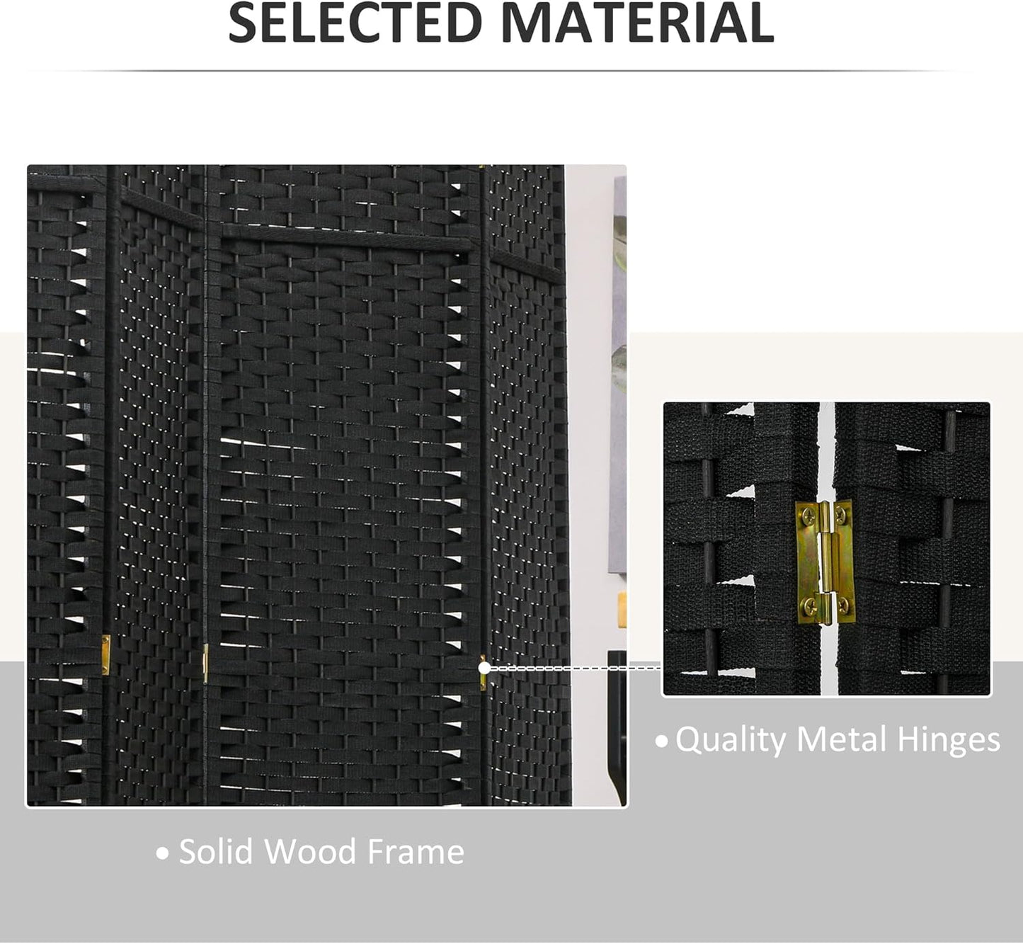 HOMCOM Room Divider, 6 Panel Folding Privacy Screen, 5.6' Tall Freestanding Wall Partition for Home Office, Bedroom, Black