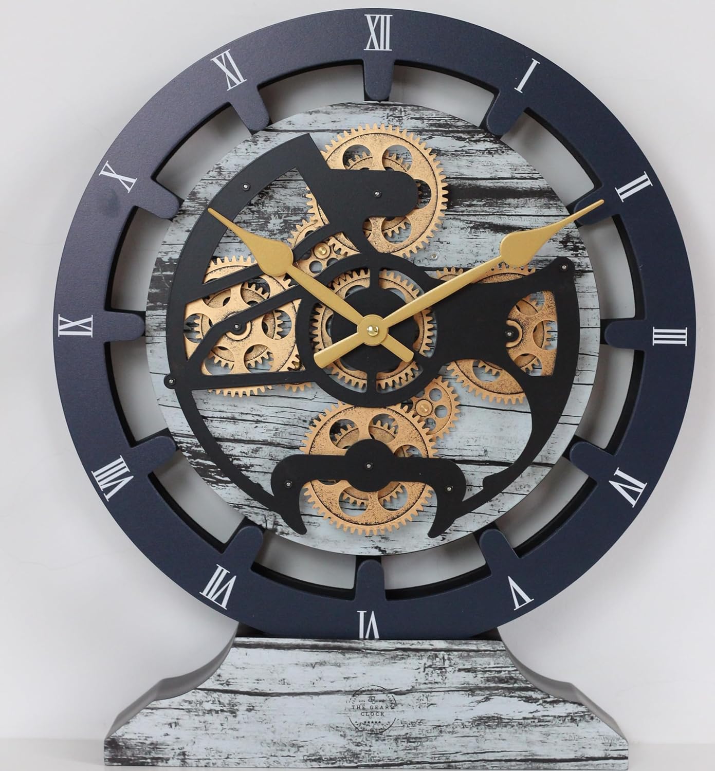 The Gears Clock 16 inches Wall Clock with Real Moving Gears Convertible into a Big Mantel Clock (Grey & White)
