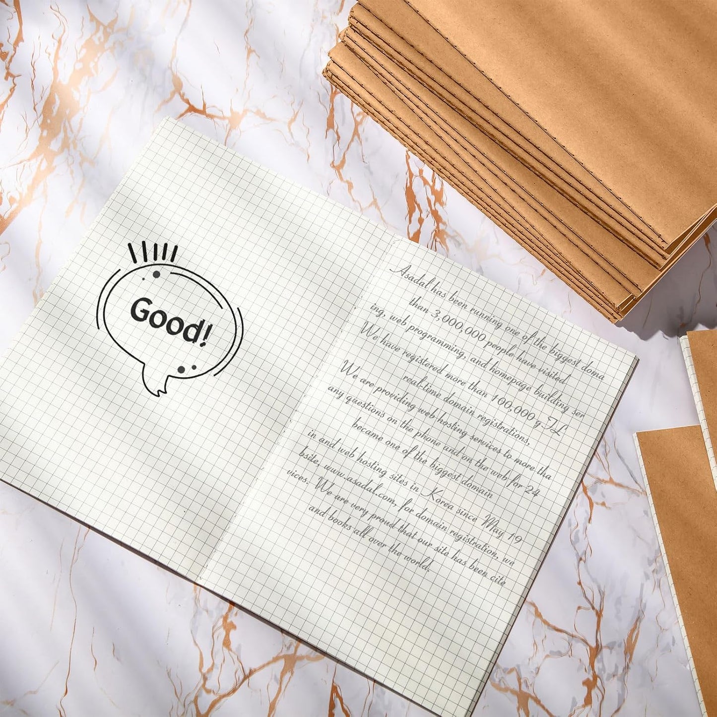 100 Pcs Kraft Notebook Journals 5.5 Inch x 8.3 Inch A5 Journal Softcover Notebooks Bulk for Kids Student Writing Sketch Office Notepad with 60 Pages 33 Sheets (Brown, Grid)