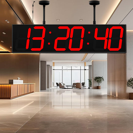 Digital Clock Large Display 28" with Remote Control,Double-Sided Clock, Suspended Design for Hospitals, Factories, Airports.