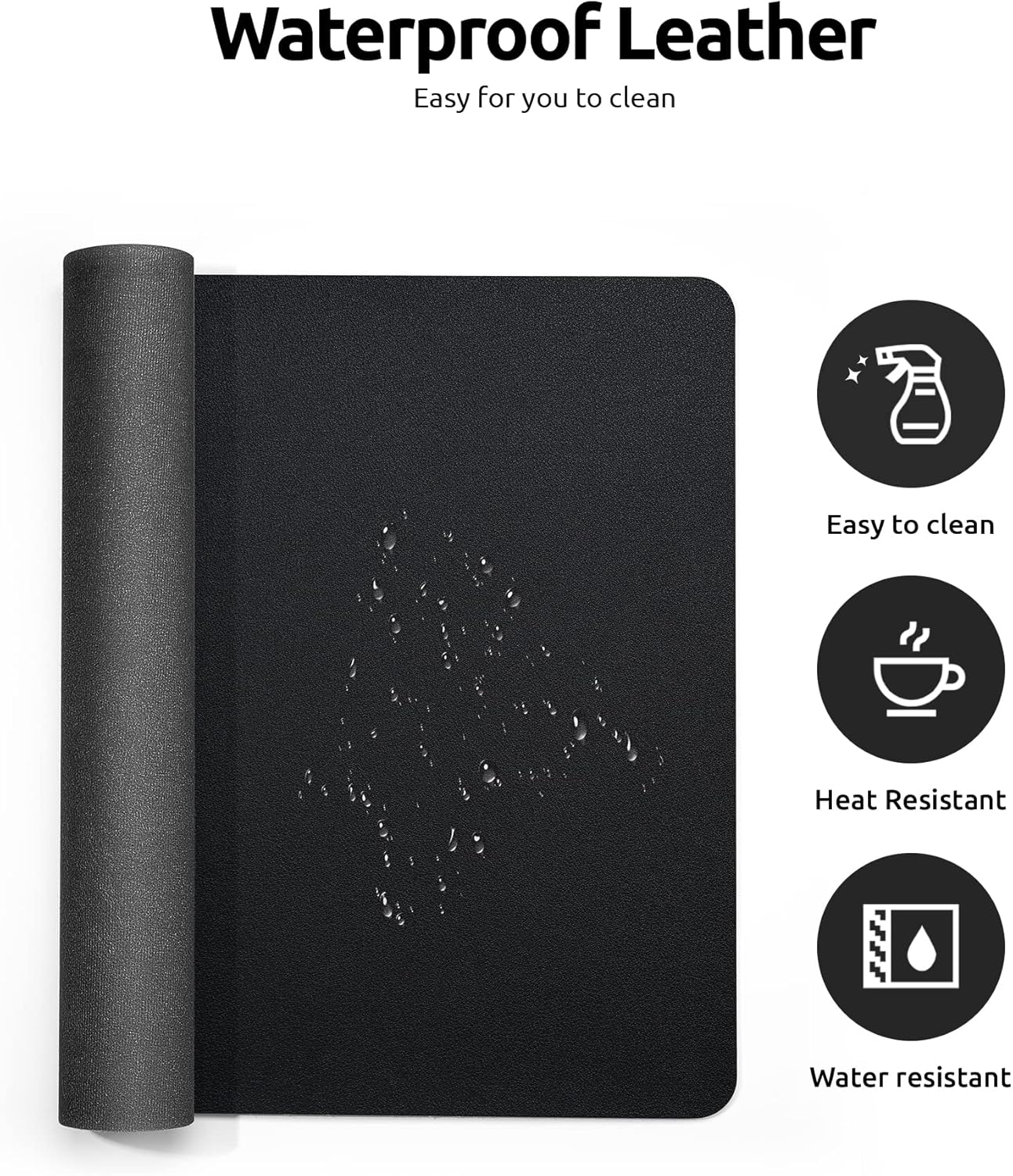 YSAGi Leather Desk Pad Protector, Office Desk Mat, Large Mouse Pad, Non-Slip PU Leather Desk Blotter, Laptop Desk Pad, Waterproof Desk Writing Pad for Office and Home (Black, 23.6" x 13.8")