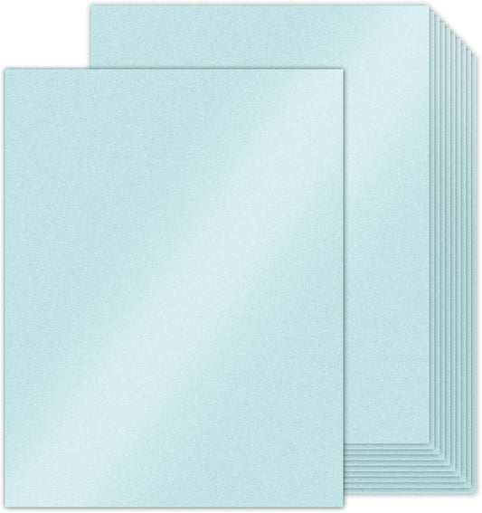 100 Sheets Blue Shimmer Cardstock 8.5 x 11 Metallic Paper, Goefun 80lb Card Stock Printer Paper for Invitations, Weddings, Parties, Showers